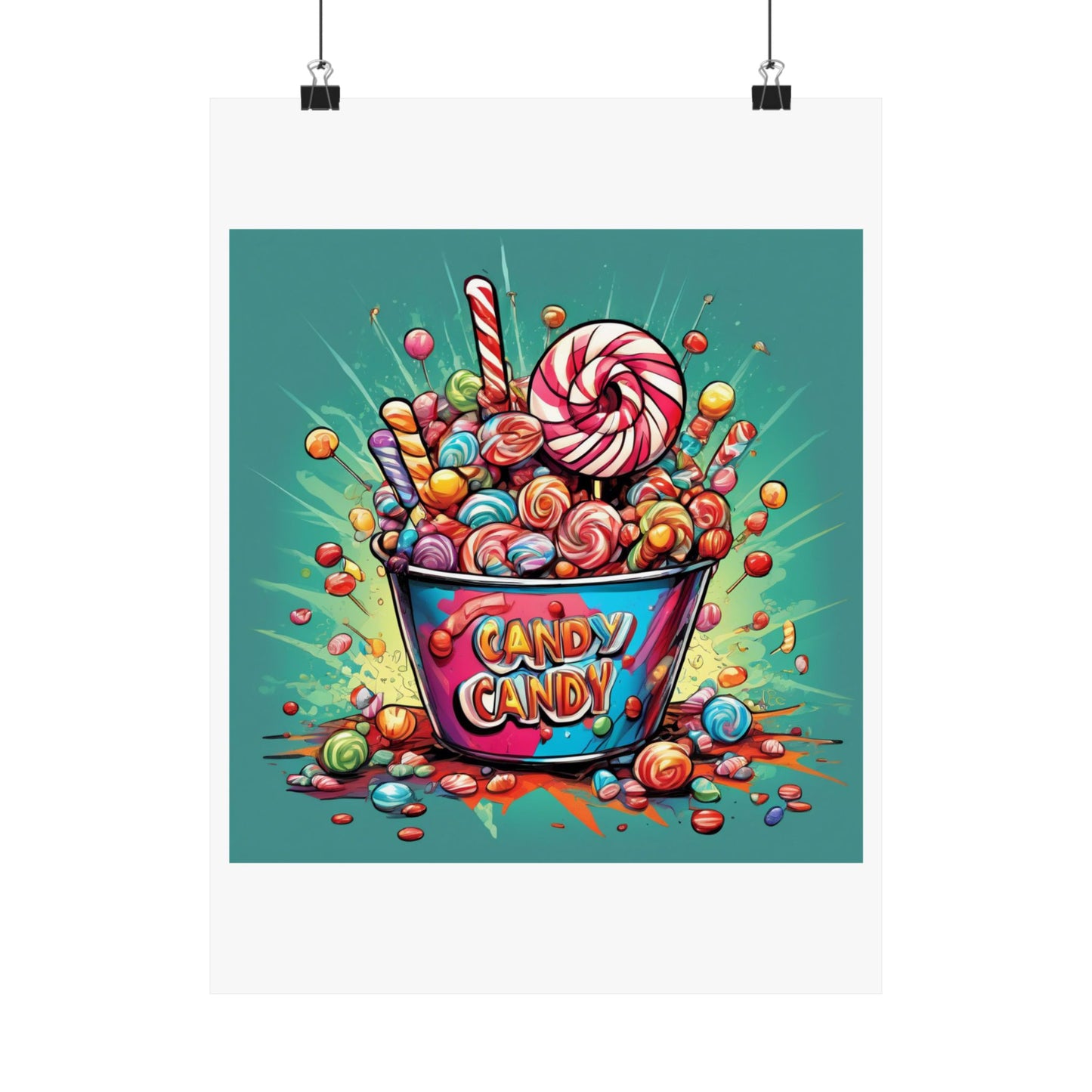 Holiday Candy Bucket Sweets Gift Art Poster