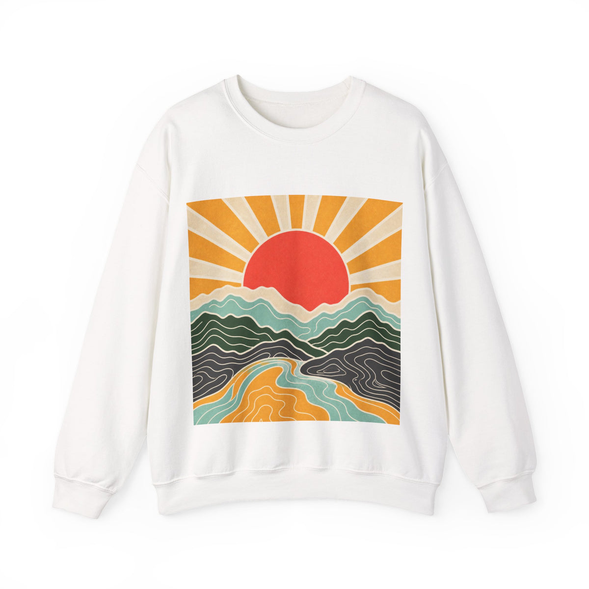 Topographic Sunrise Modern Outdoor Art Sweatshirt
