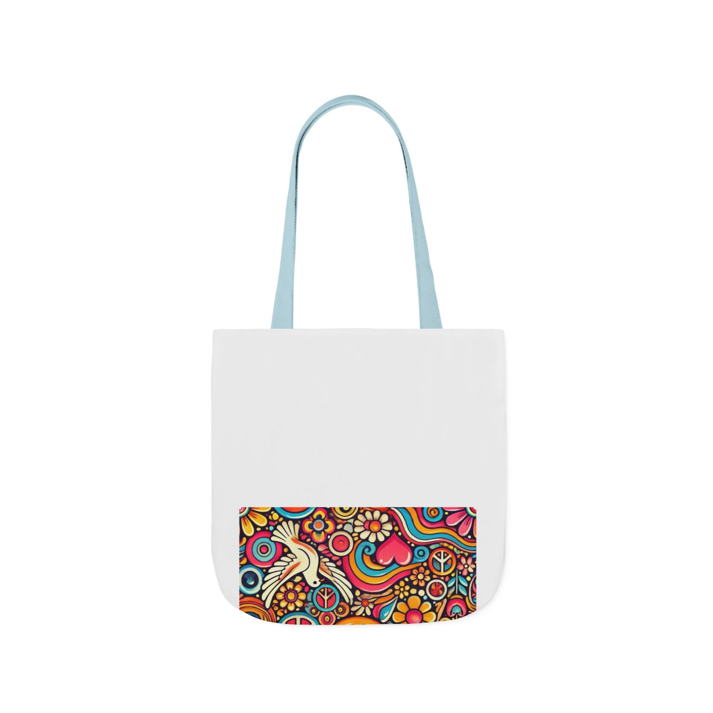 Colorful Peace Floral Pattern Canvas Tote Bag