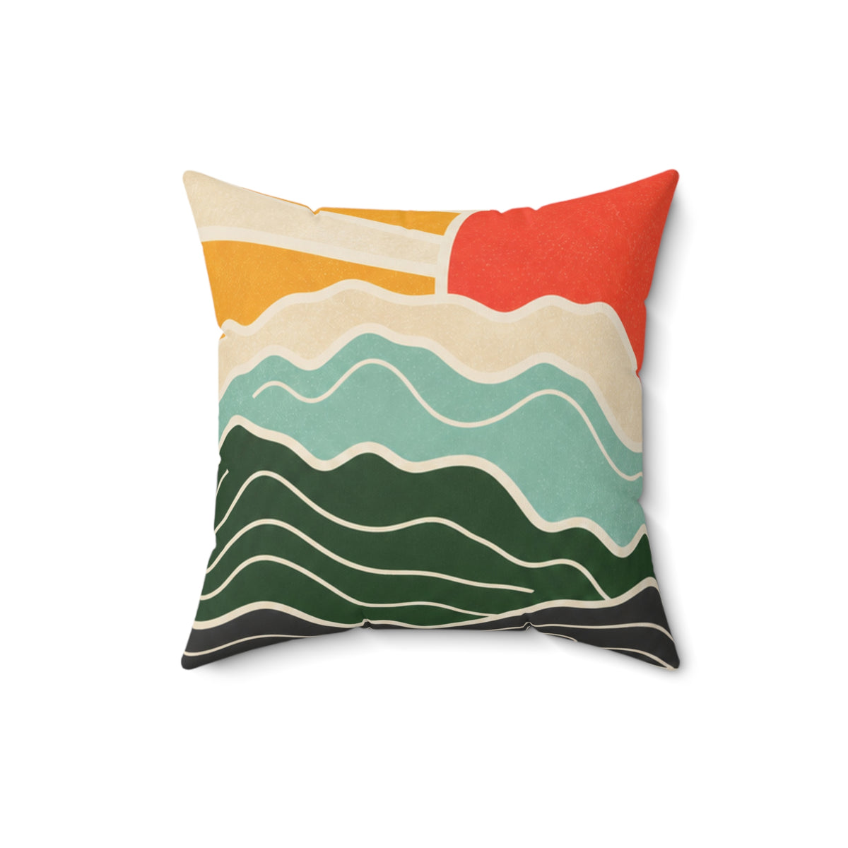 Topographic Sunrise Mid Century Decorative Pillow