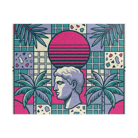 Vaporwave Roman Bust Puzzle | Retro Sunset Palm Trees 252-520-1014 pcs