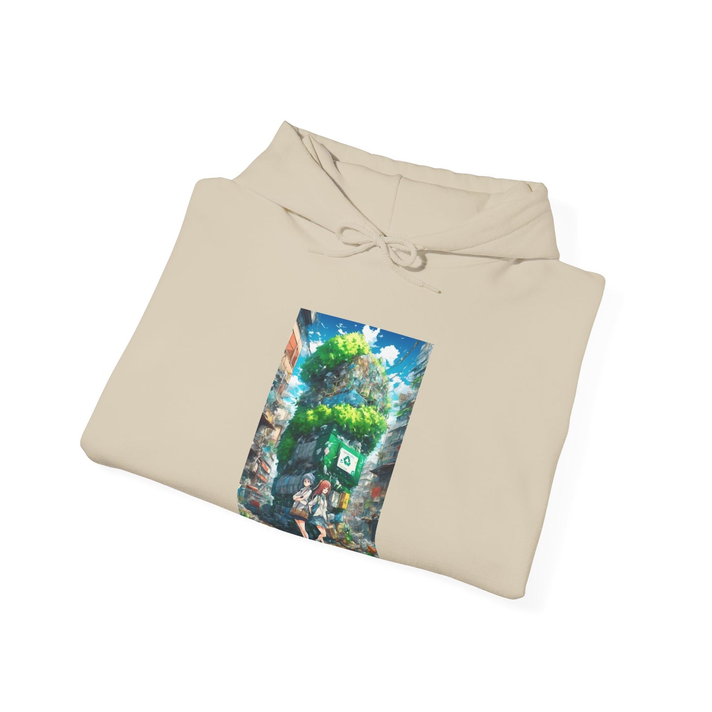 Urban Recycling Anime Friends Eco Graphic Hoodie
