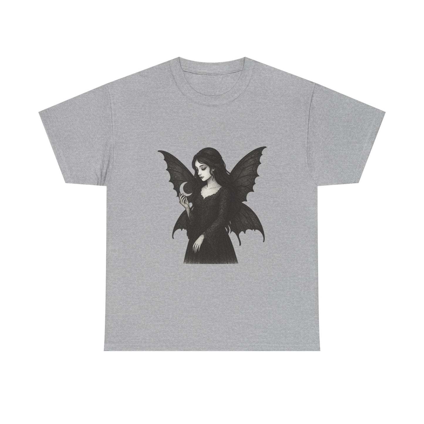 Gothic Fairy Tee, Unisex Cotton T-Shirt with Bat Wings, Forest Aesthetic Shirt, Perfect for Halloween, Casual Wear, Emo Witch