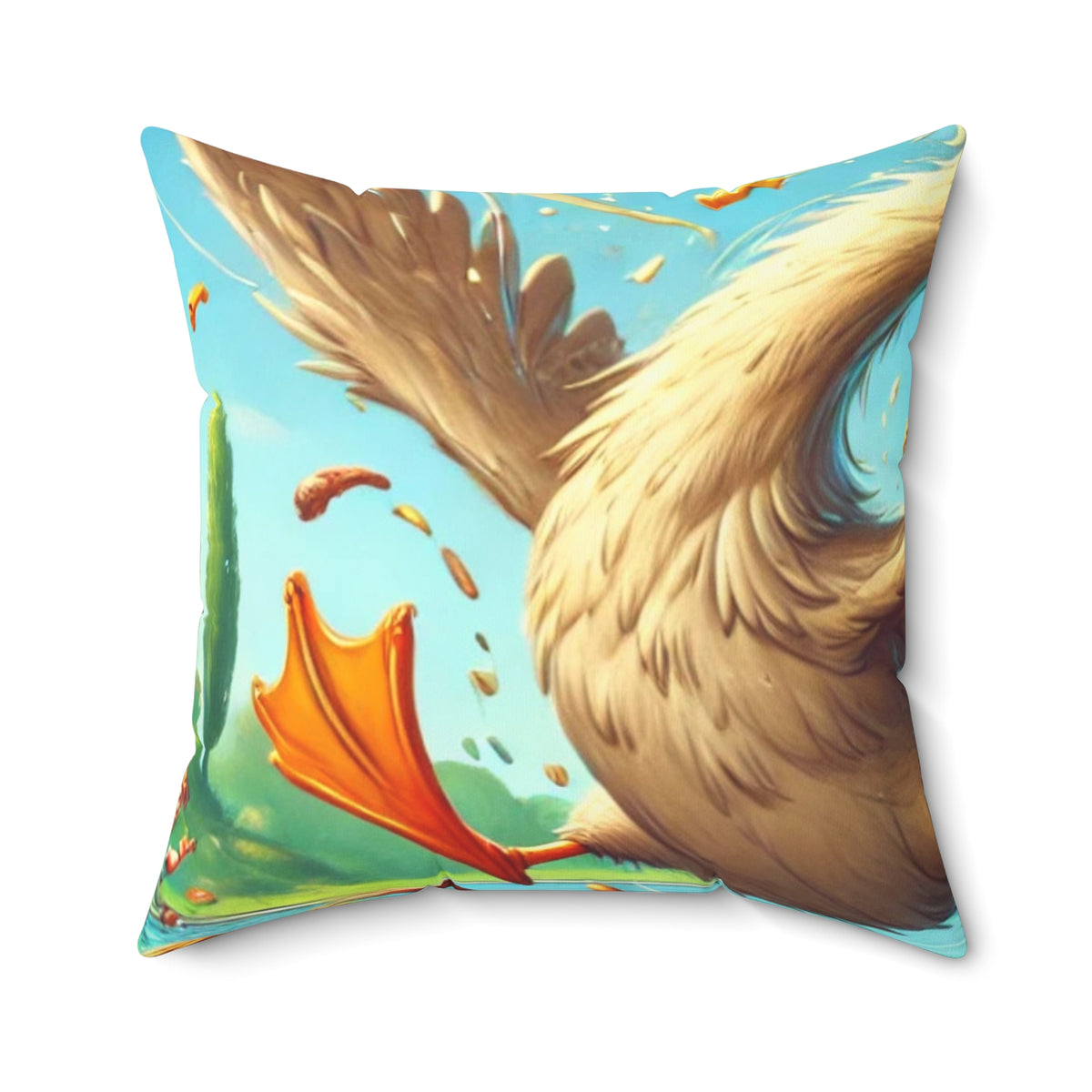 Chaotic Picnic Duck Funny Summer Decorative Pillow