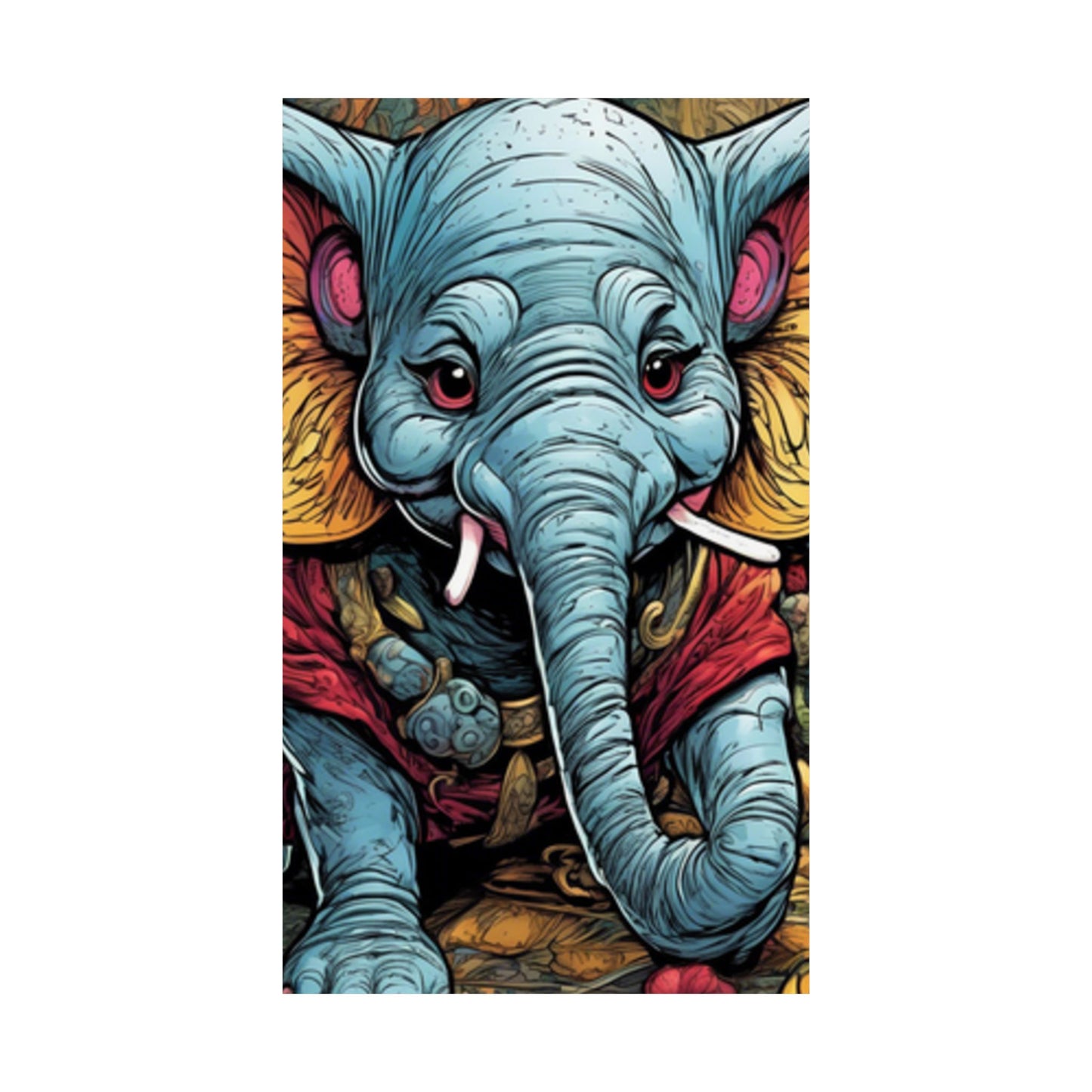 Colorful Elephant Garden Parade Wildlife Wall Art Poster
