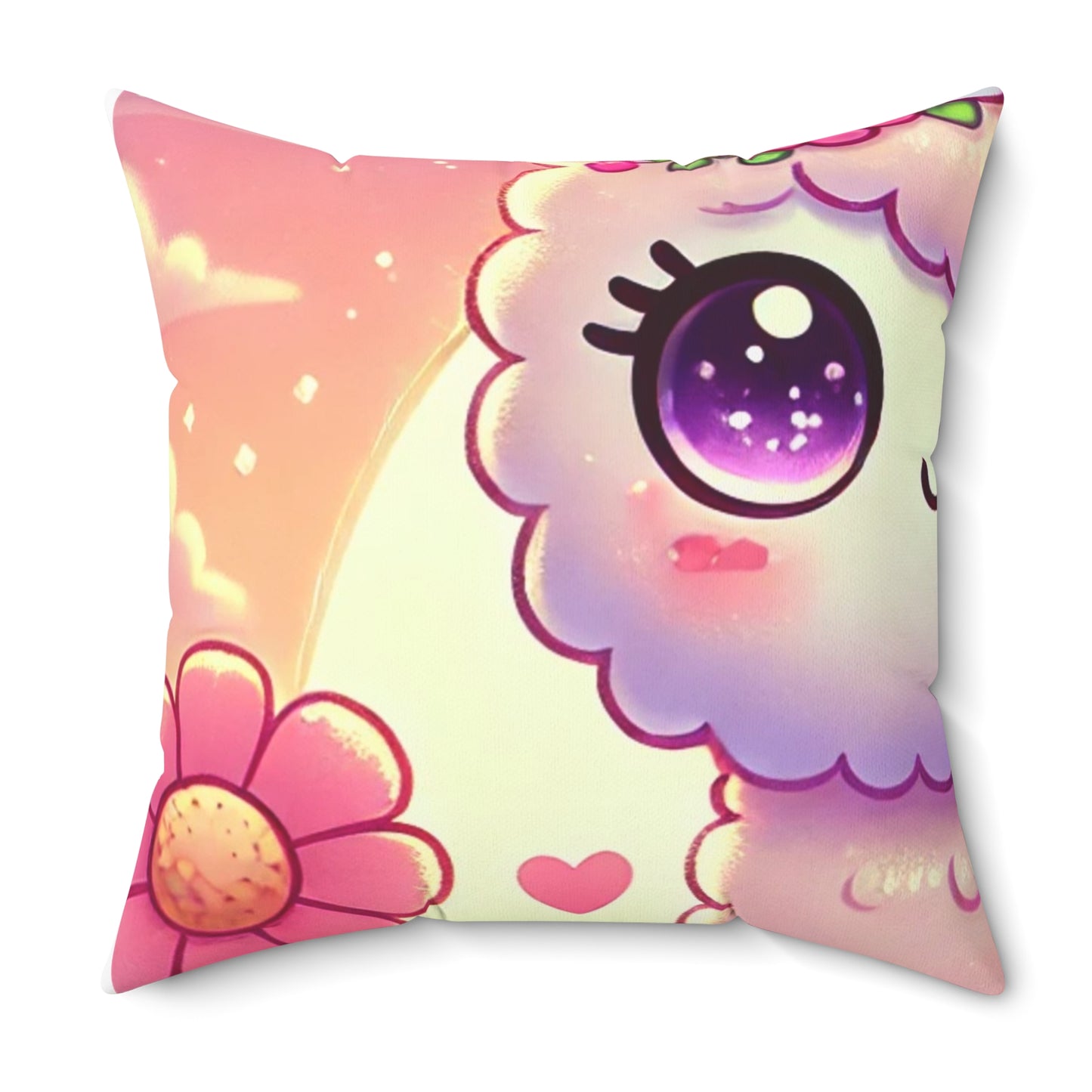 Pastel Floral Alpaca Garden Kawaii Decorative Pillow
