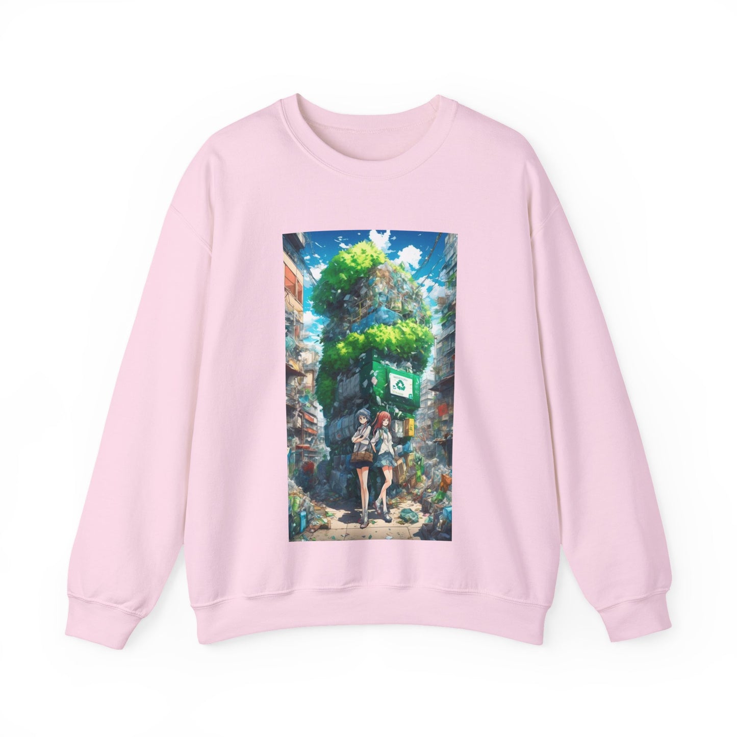 Urban Recycling Anime Friends Green City Sweatshirt