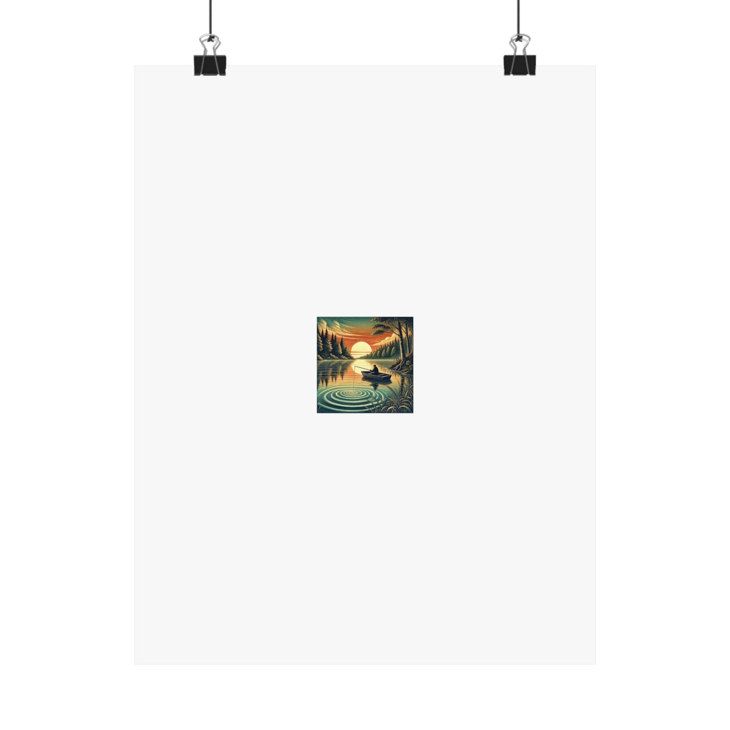 Sunset Lake Fishing Retreat Poster Lake House Fishing Wall Art Gift
