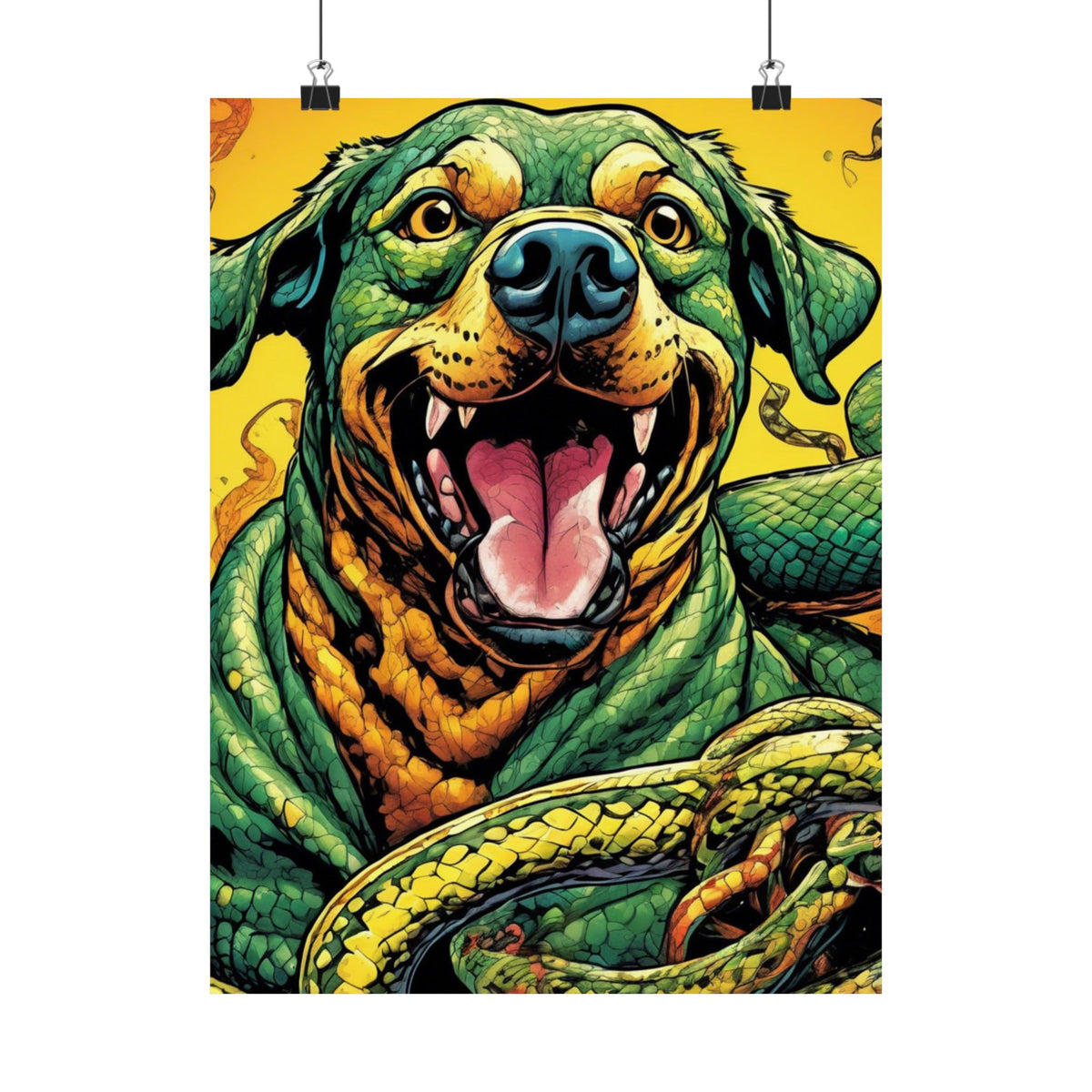 Surreal Serpent Hound Dark Fantasy Wall Art Poster