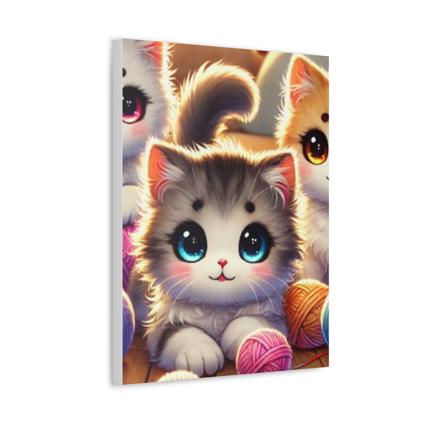 Cozy Yarn Kittens Cute Cat Canvas Knitting Room Wall Art Gift