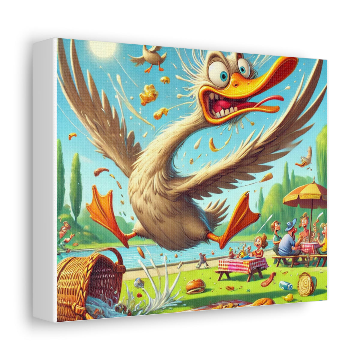 Chaotic Picnic Duck Funny Summer Canvas Wall Art