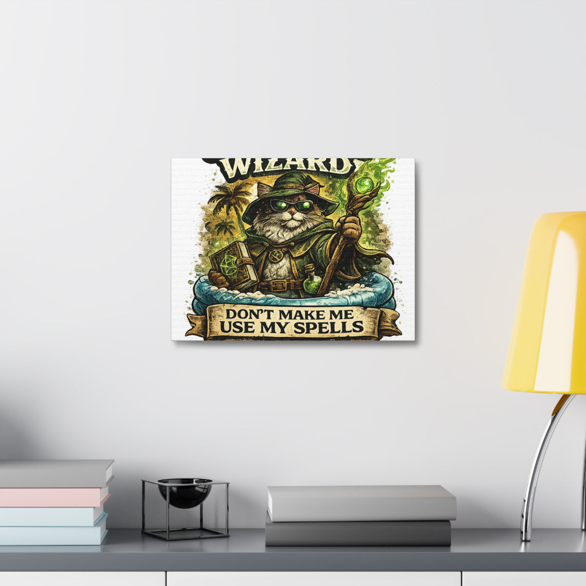 Crazy Cat Wizard Funny Fantasy Magic Canvas Art