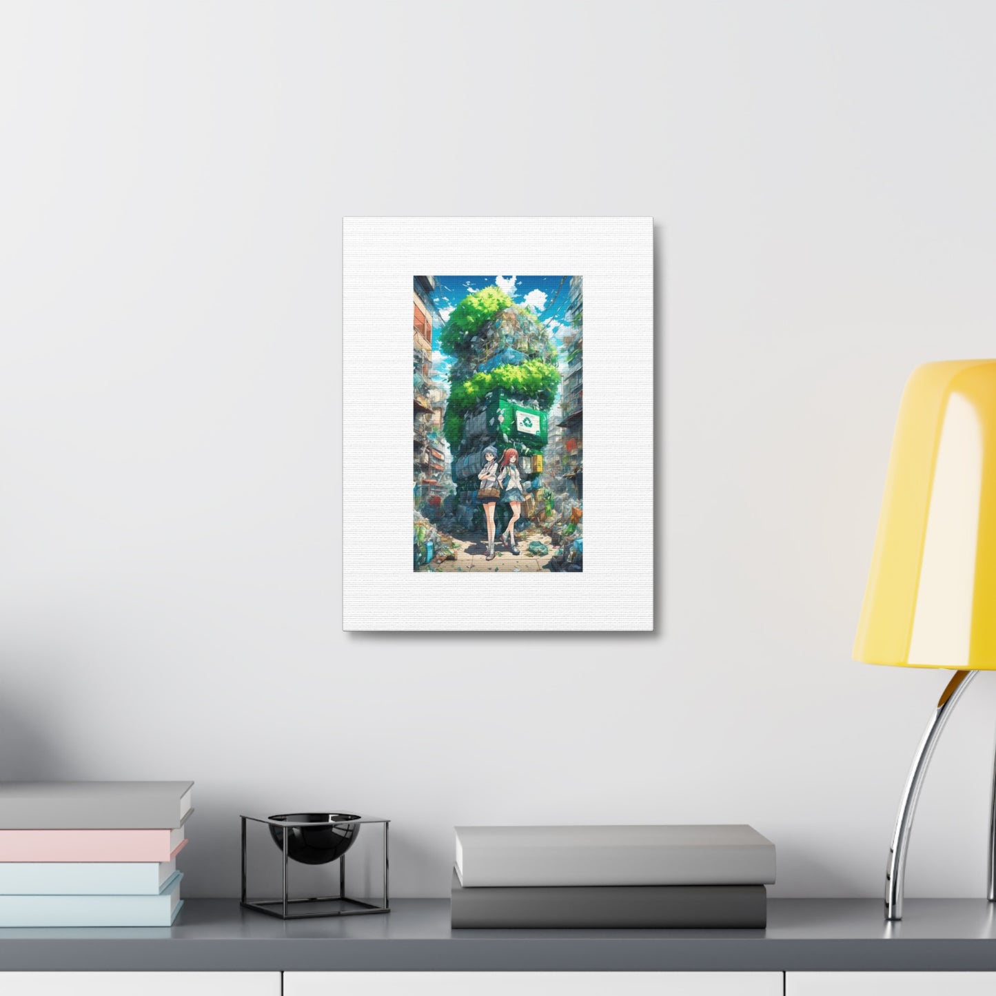 Urban Recycling Anime Friends Eco City Canvas Print