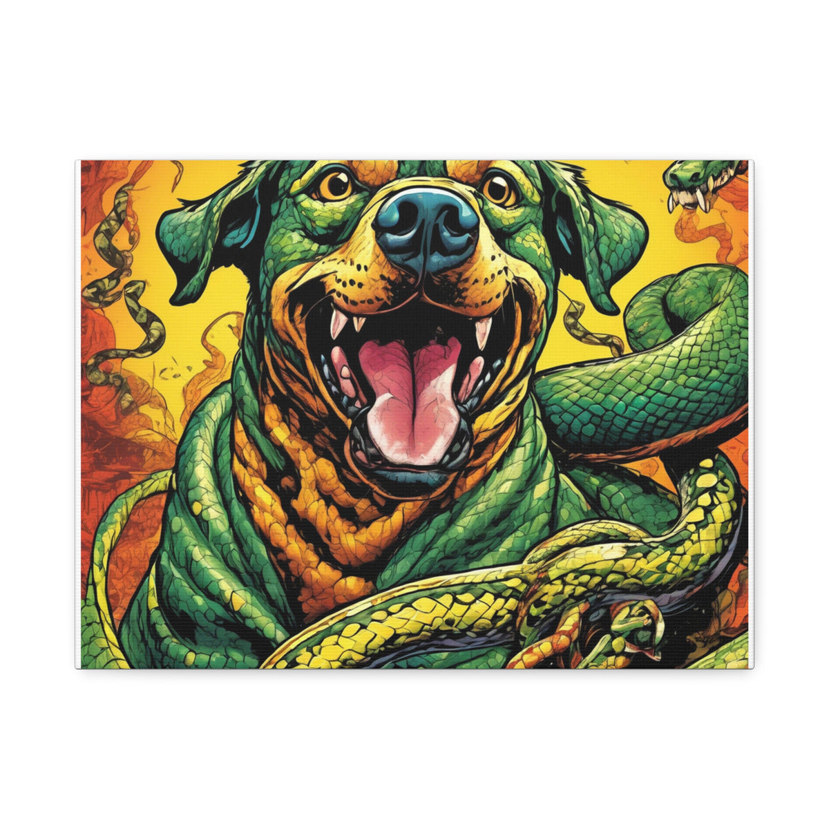 Surreal Serpent Hound Dark Fantasy Canvas Wall Art