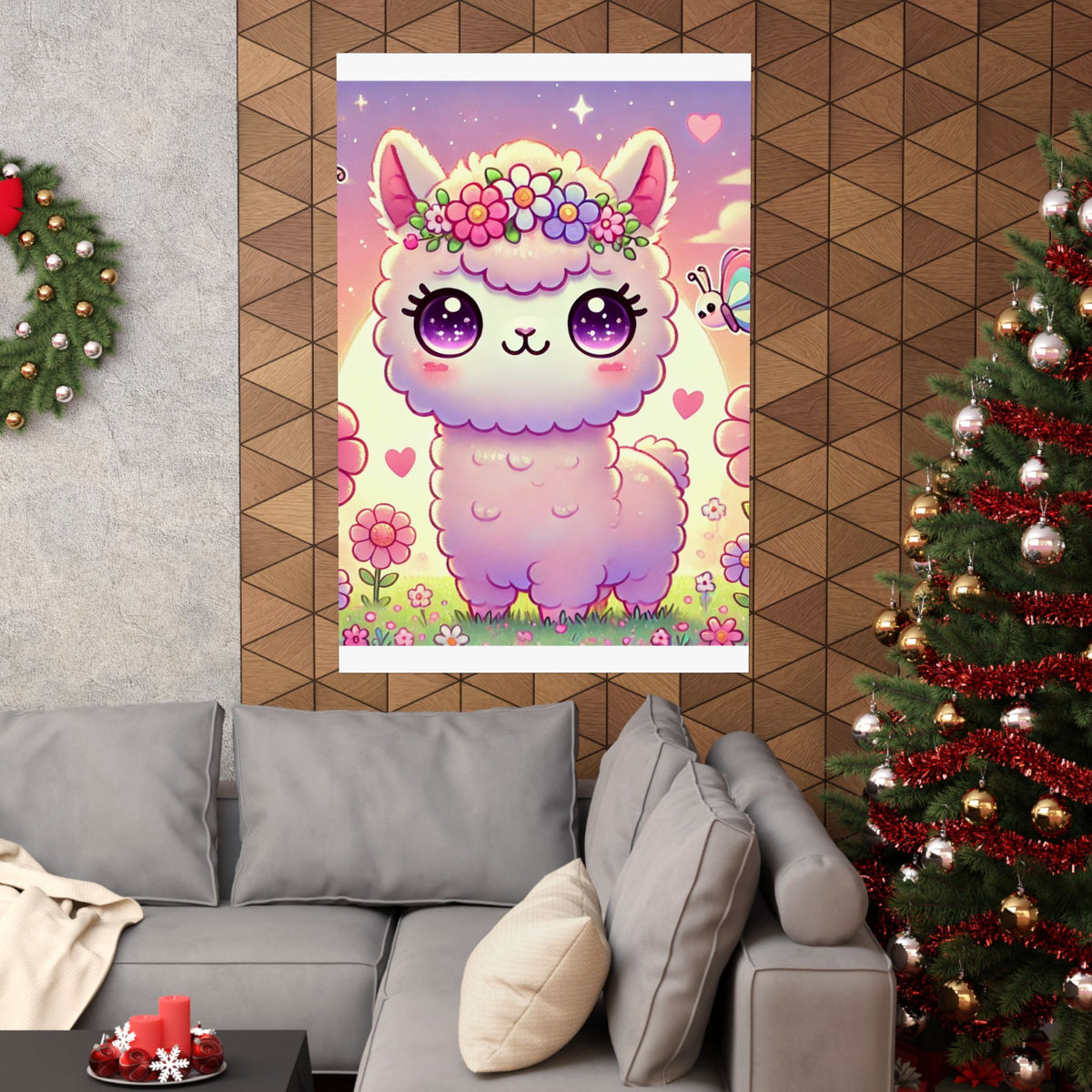 Pastel Floral Alpaca Garden Kawaii Wall Art Poster