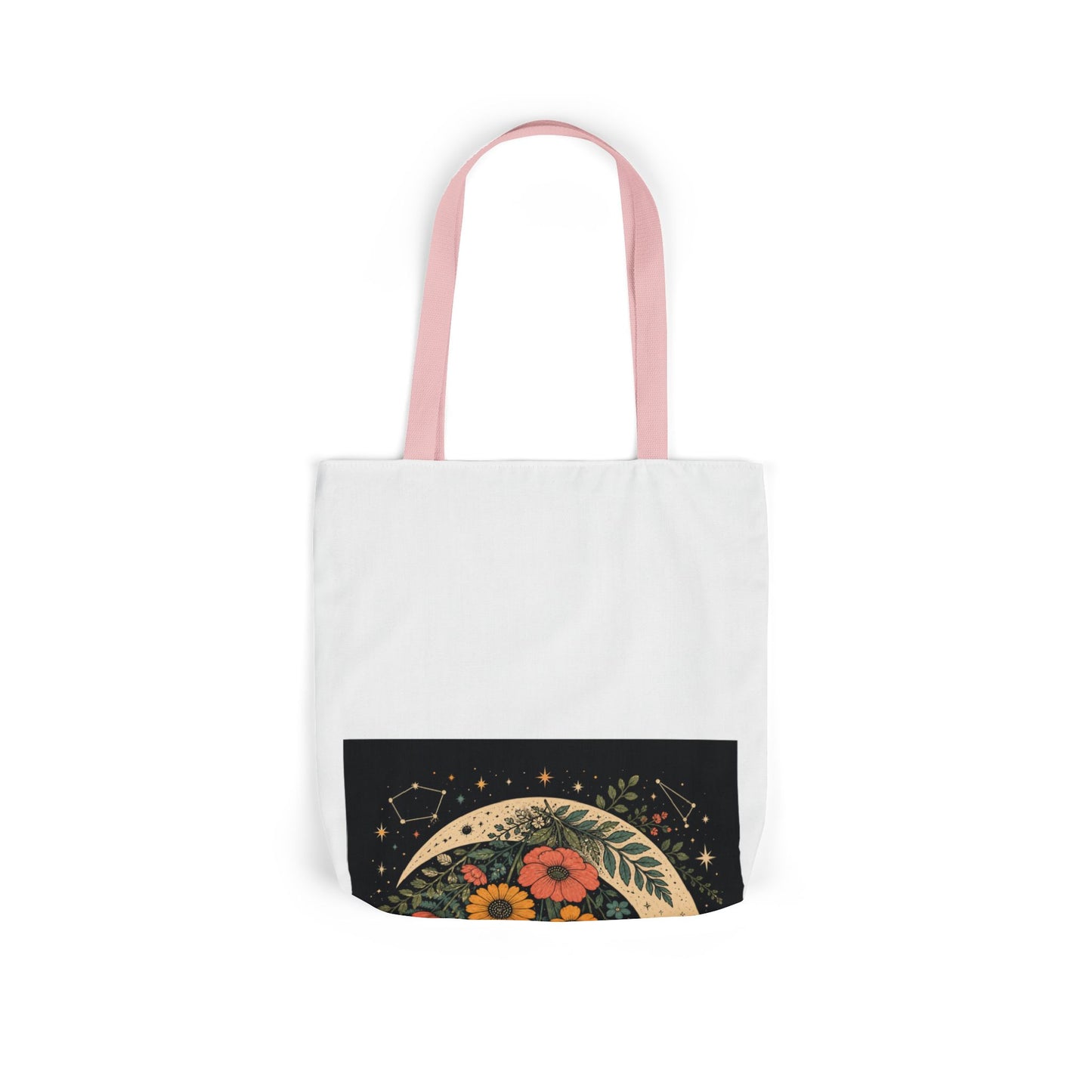 Celestial Wildflower Crescent Moon Botanical Tote Bag