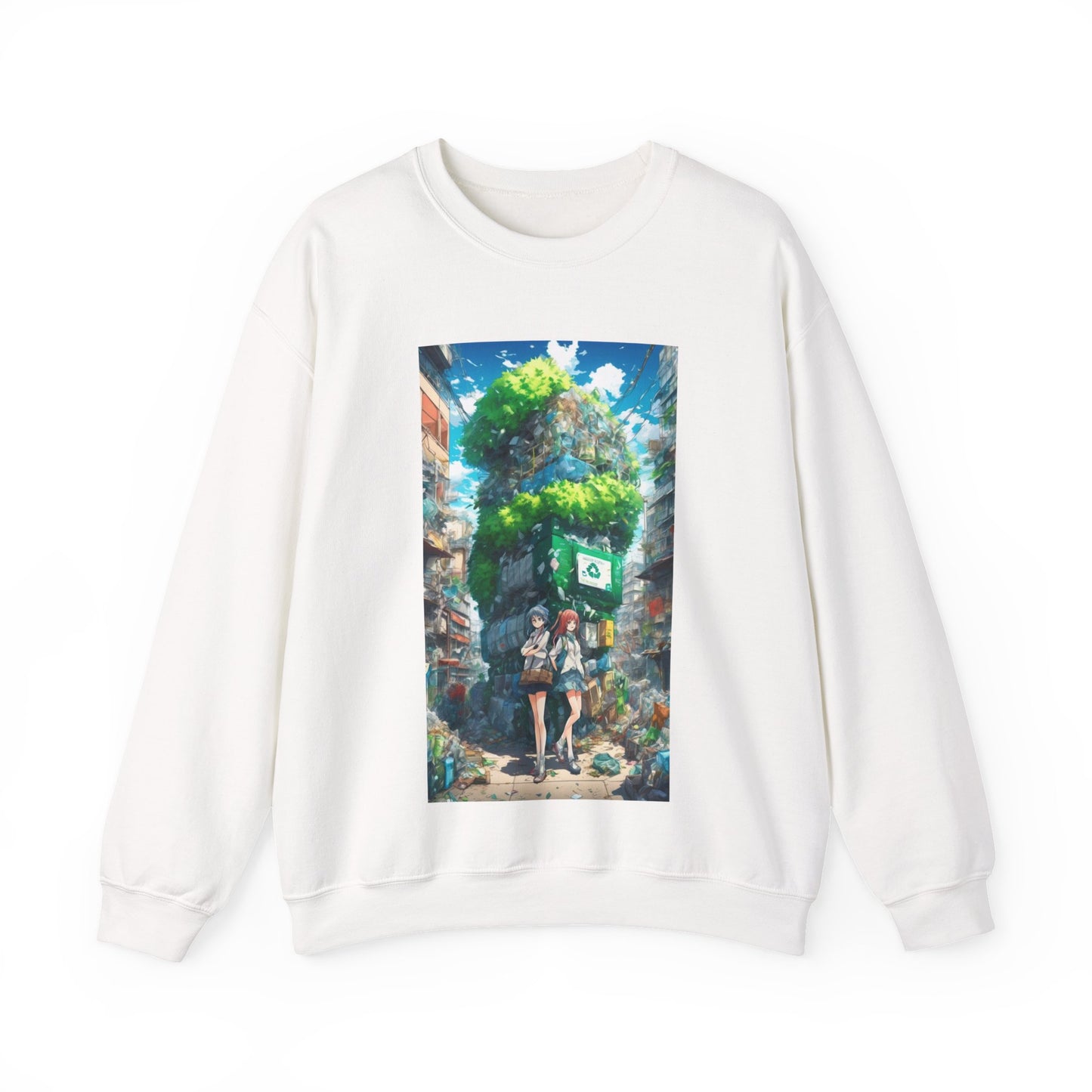 Urban Recycling Anime Friends Green City Sweatshirt