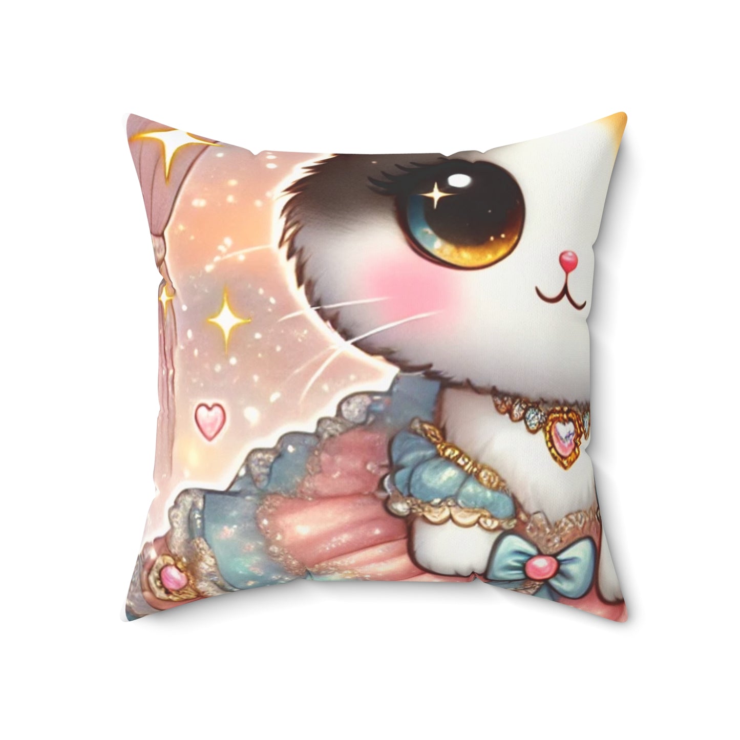 Pastel Princess Calico Cat Fantasy Decorative Pillow