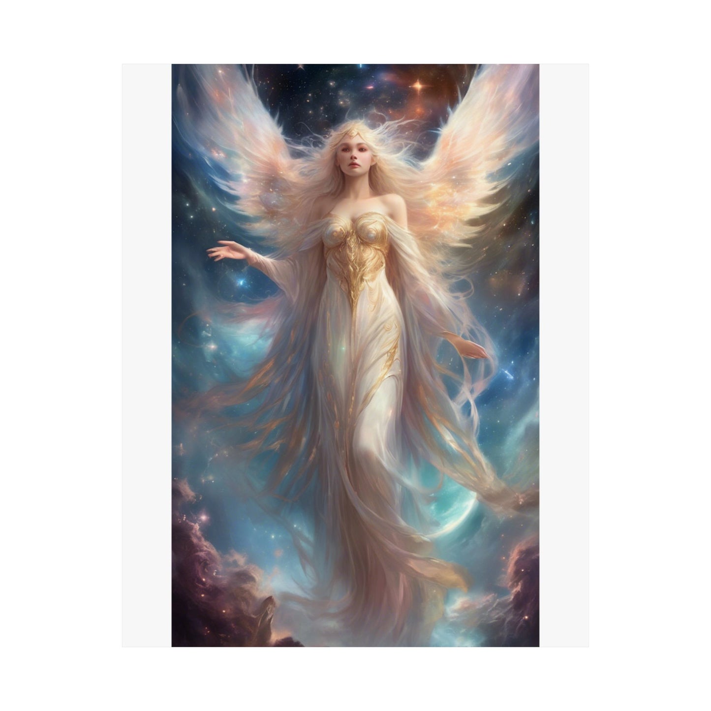 Celestial Winged Heroine Fantasy Portrait Poster
