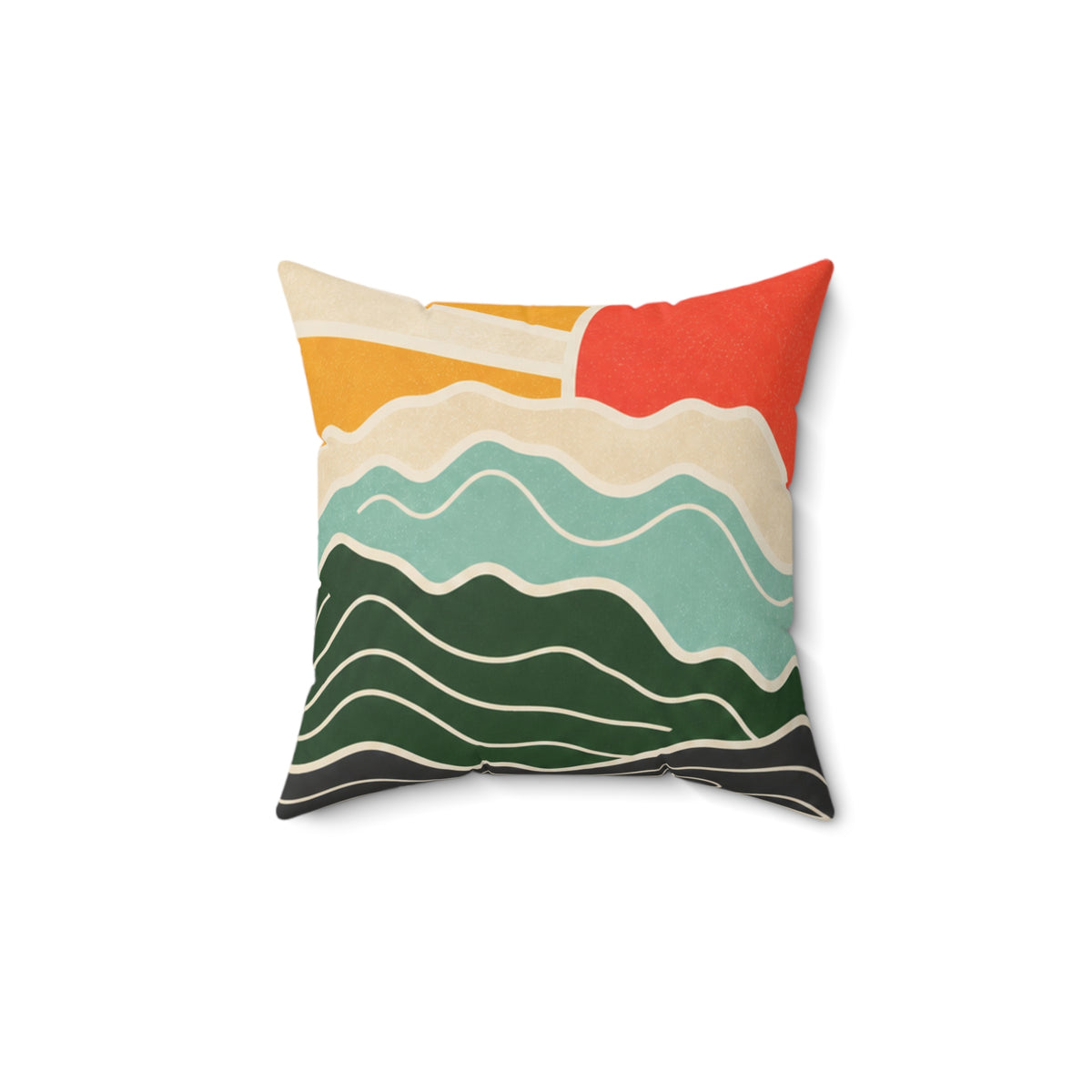 Topographic Sunrise Mid Century Decorative Pillow