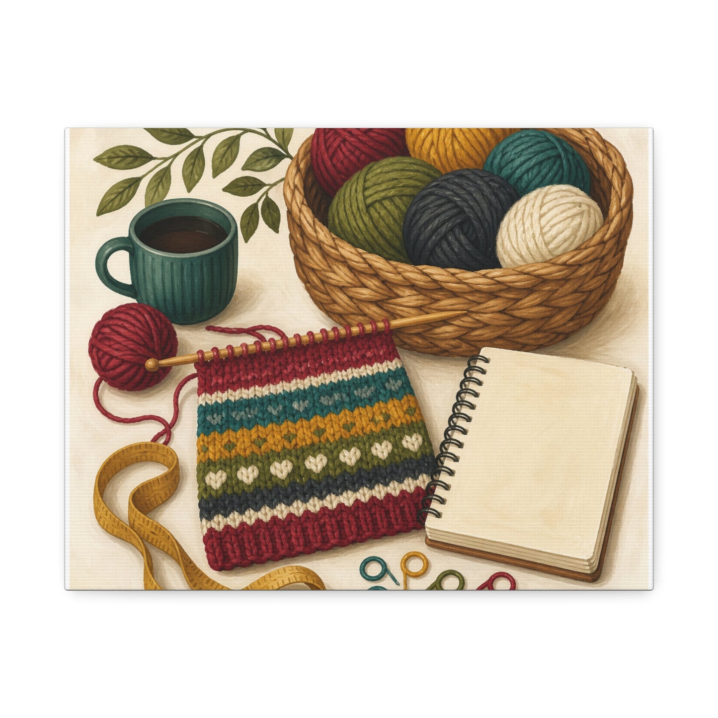 Cozy Knitting and Yarn Hobby Art Canvas Art