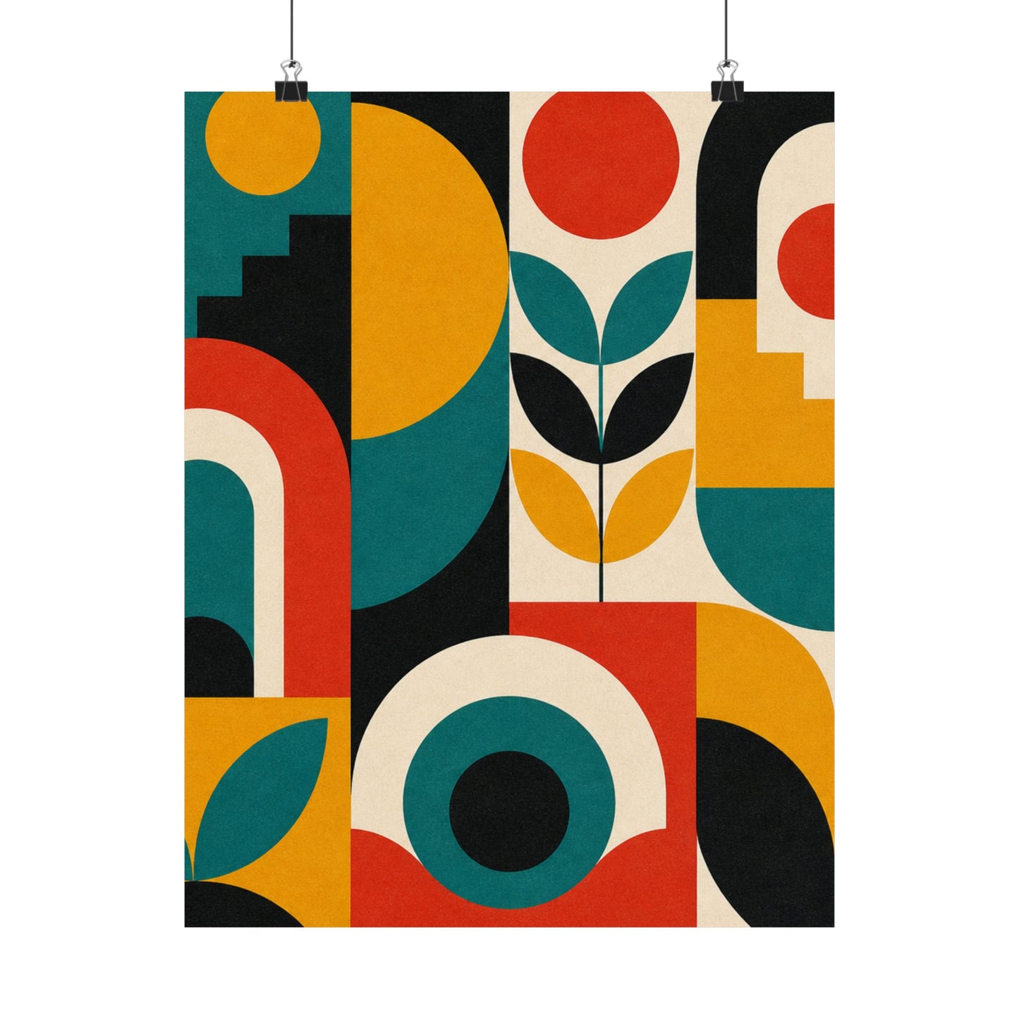 Mid Century Arches Botanical Geometric Abstract Poster