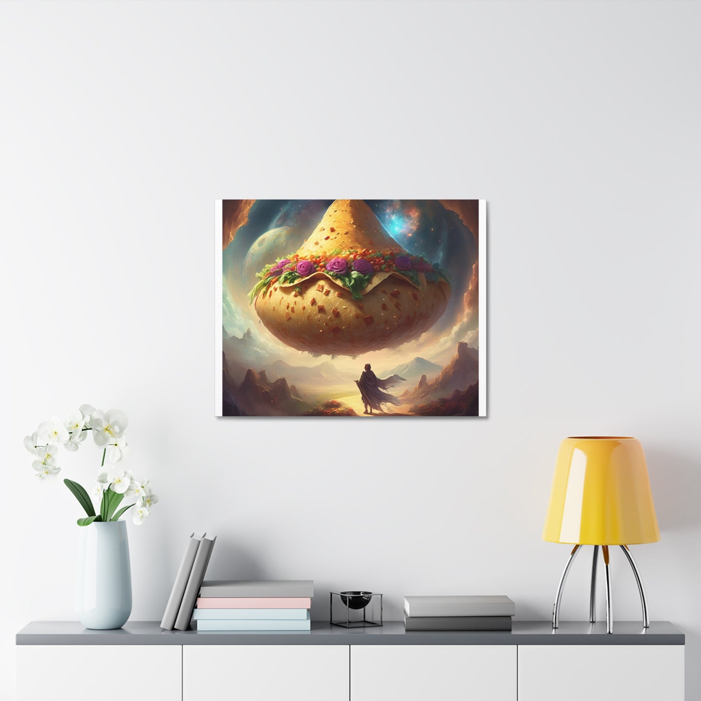 Cosmic Taco Planetoid Surreal Food Fantasy Art Canvas