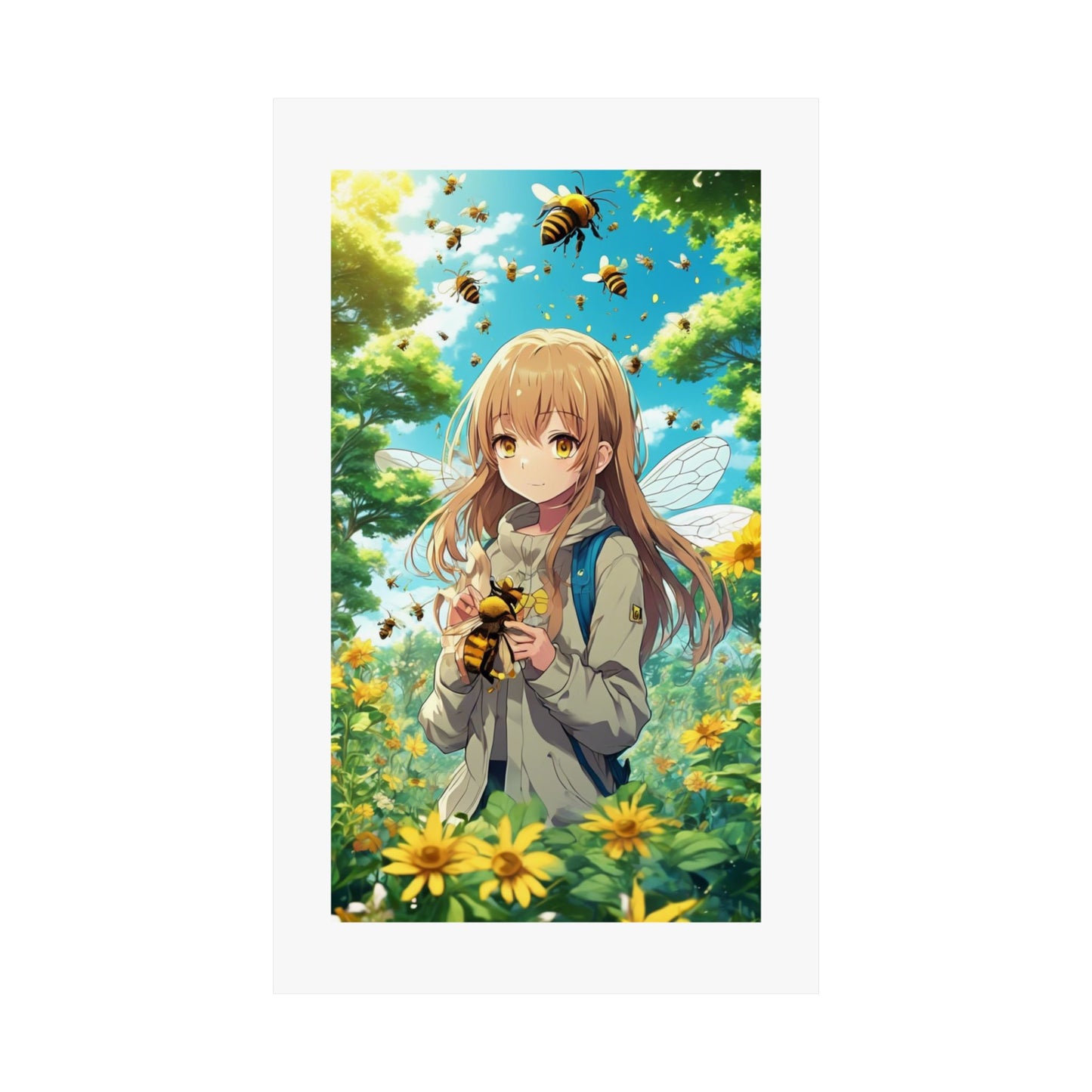 Bee Fairy Garden Anime Nature Art Poster