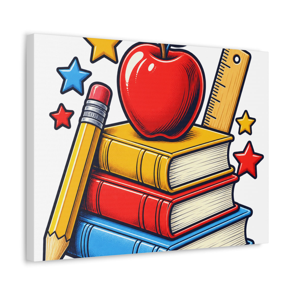 Retro School Books Apple Teacher Appreciation Canvas Art
