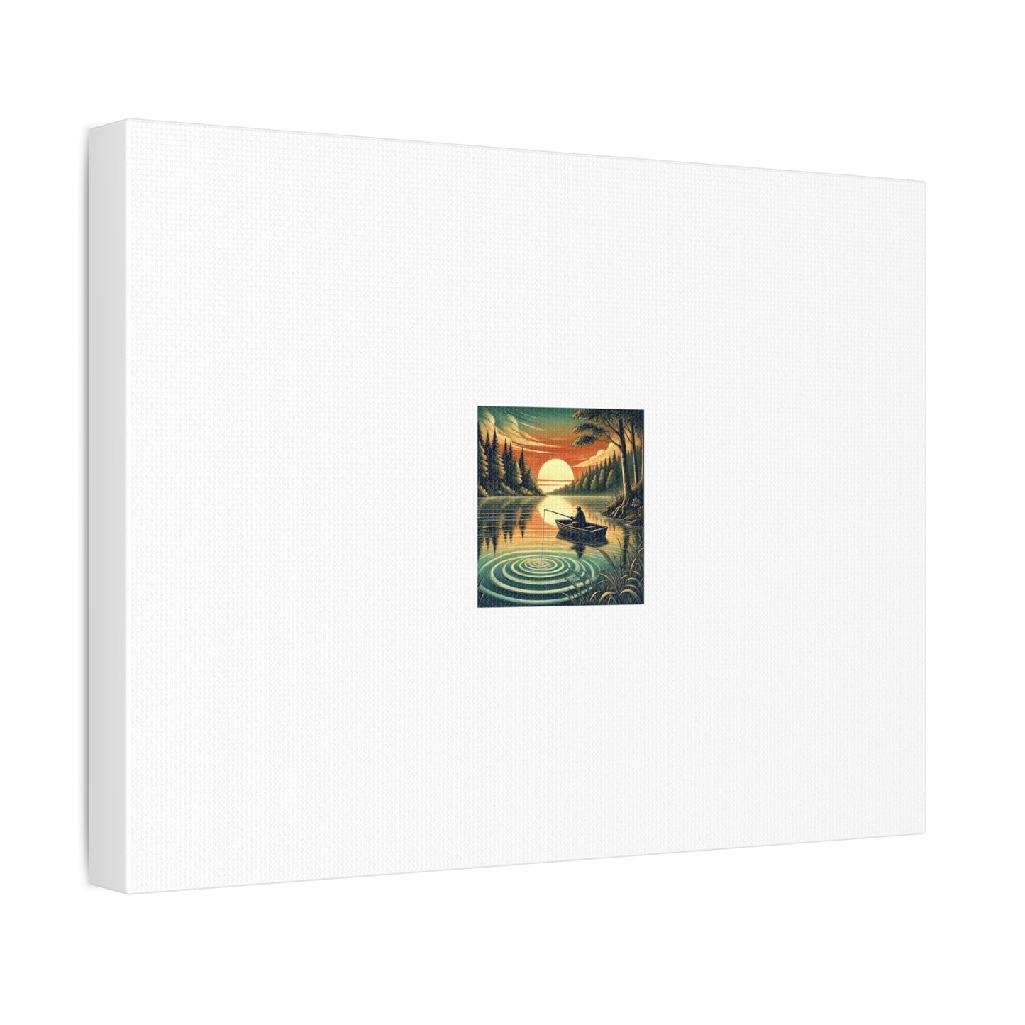 Sunset Lake Fishing Retreat Canvas Lake House Fishing Wall Art Gift