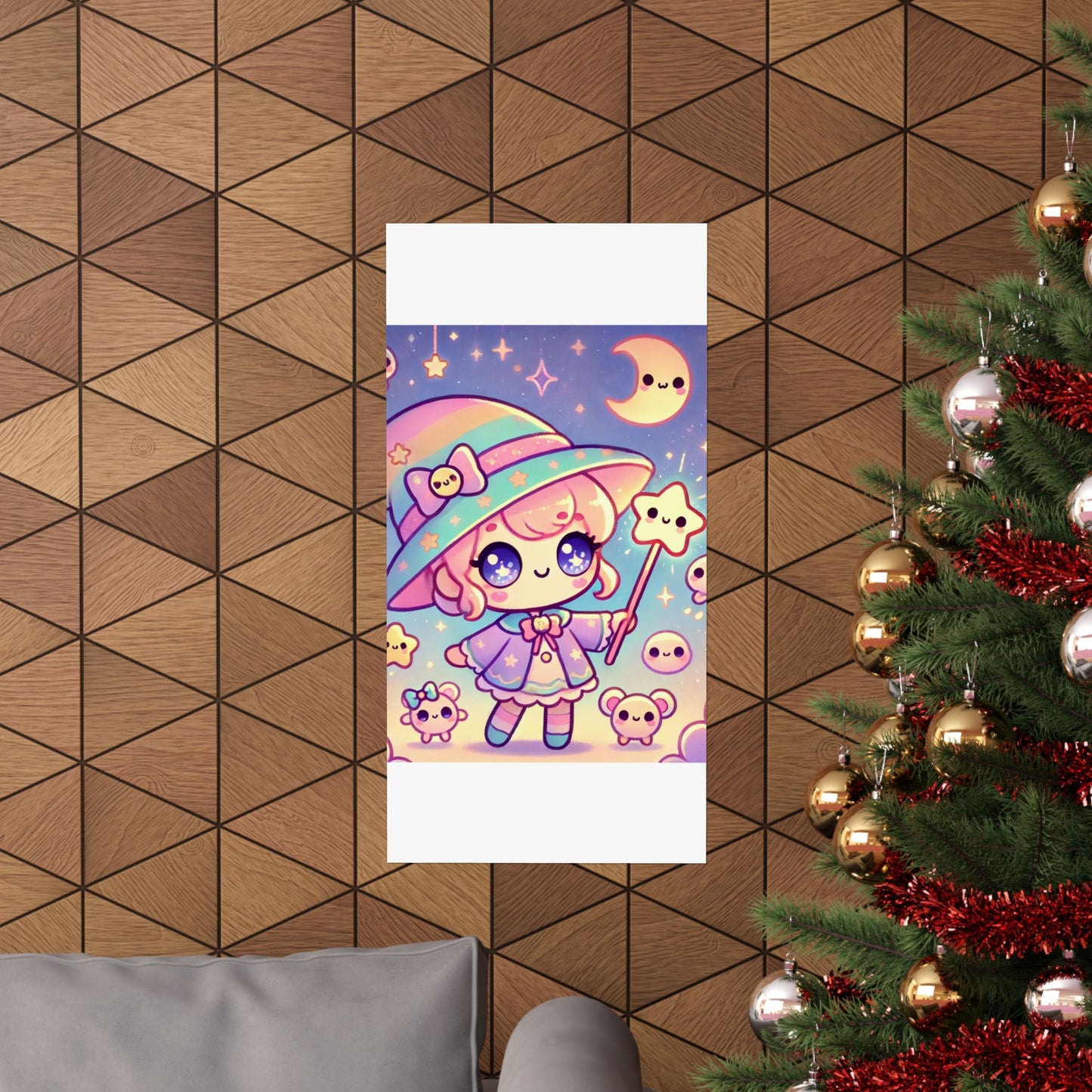 Kawaii Moon Wand Pastel Fantasy Wall Art Poster