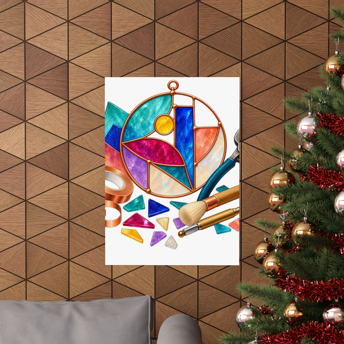 Abstract Stained Glass Suncatcher Workshop Poster