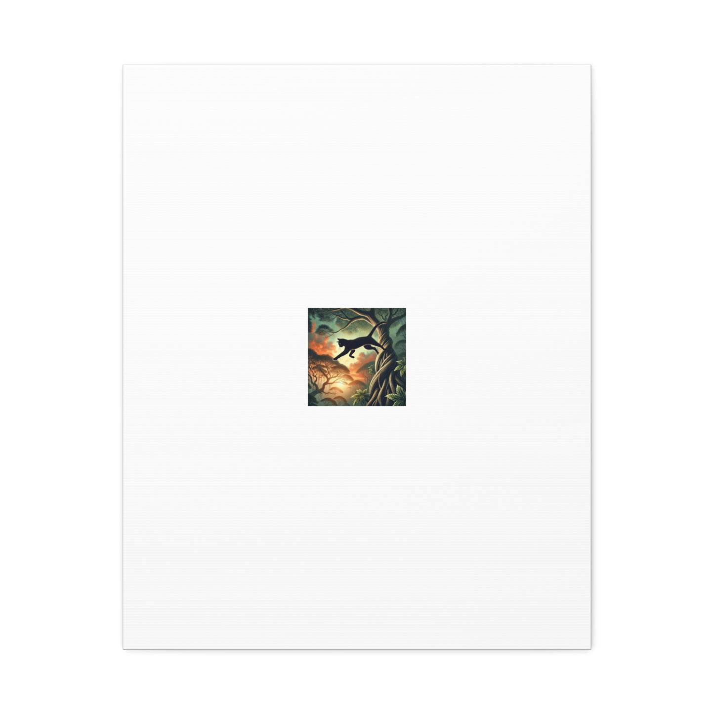 Enchanted Black Cat Forest Canvas Fantasy Cat Wall Art Gift