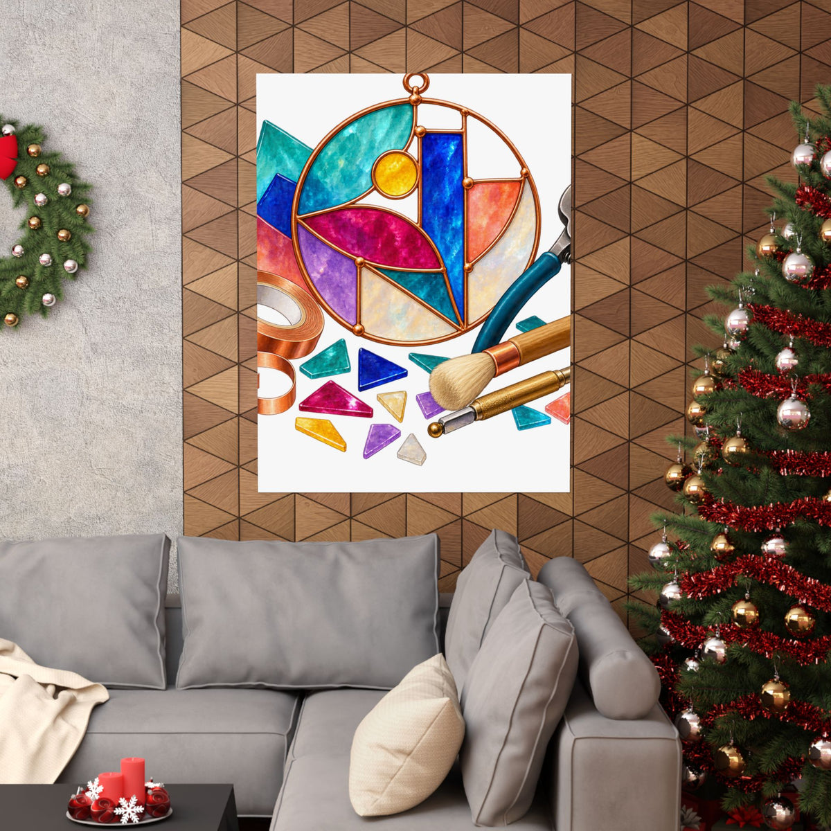 Abstract Stained Glass Suncatcher Workshop Poster
