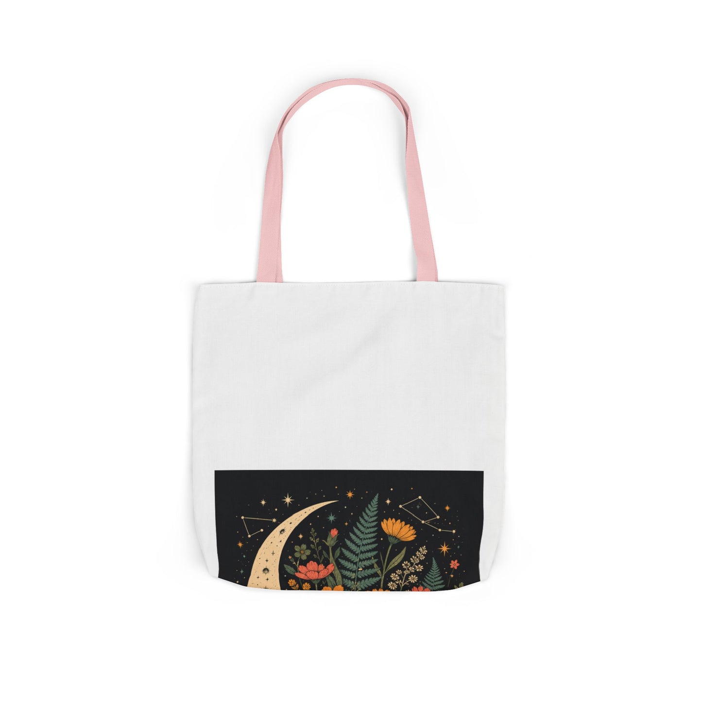 Celestial Wildflower Crescent Moon Botanical Tote Bag