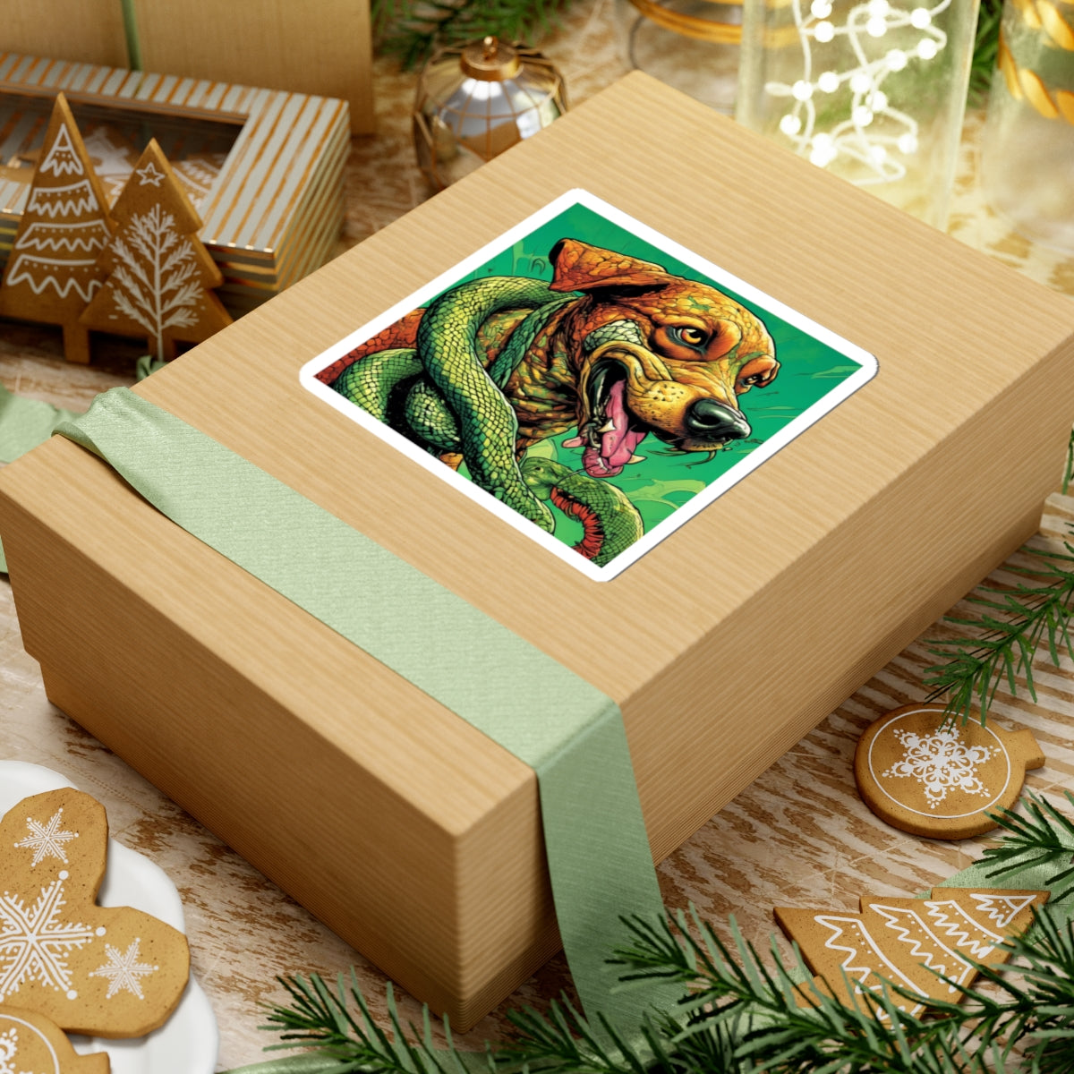 Serpent Guardian Dog Bold Fantasy Creature Sticker