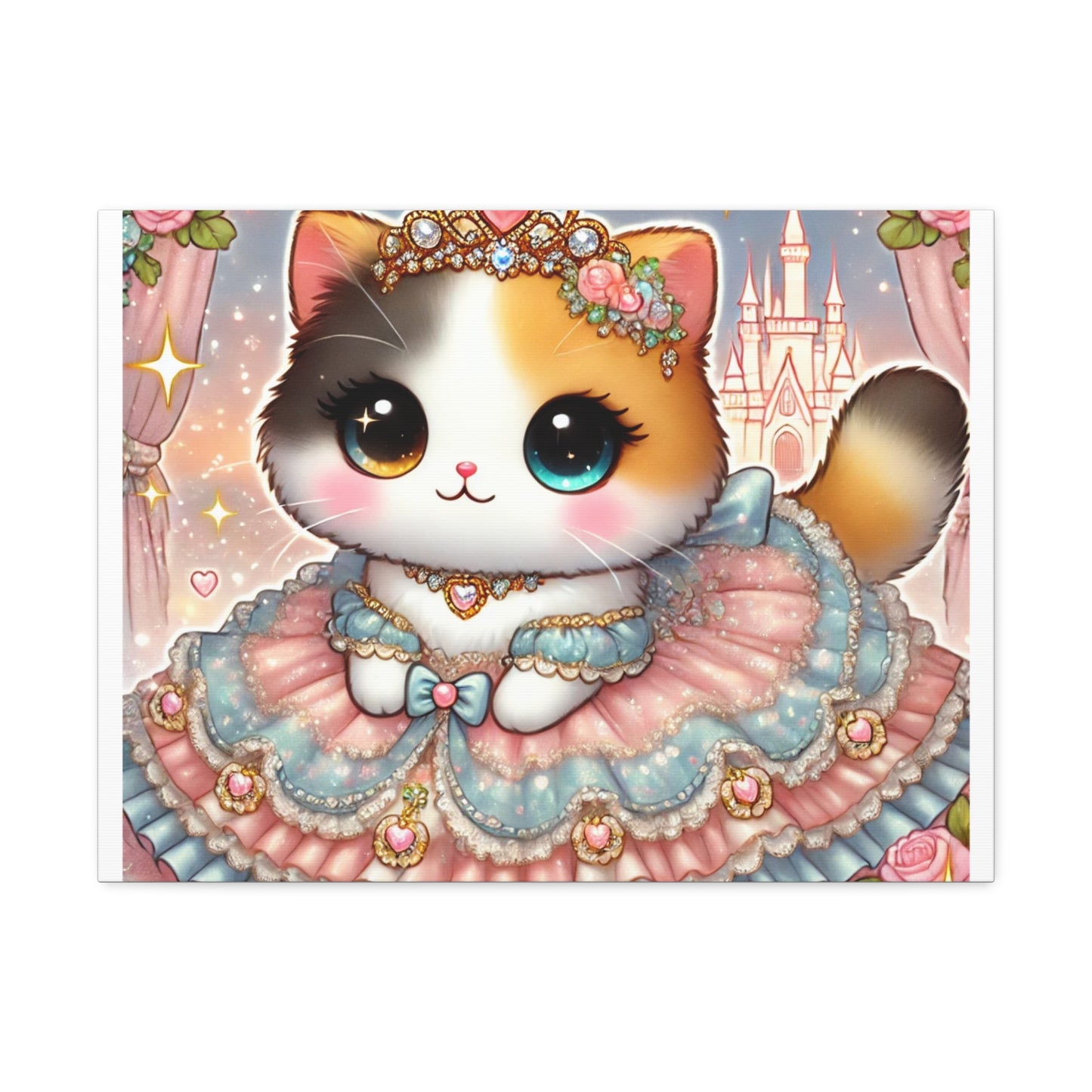 Pastel Princess Calico Cat Fantasy Canvas Wall Art