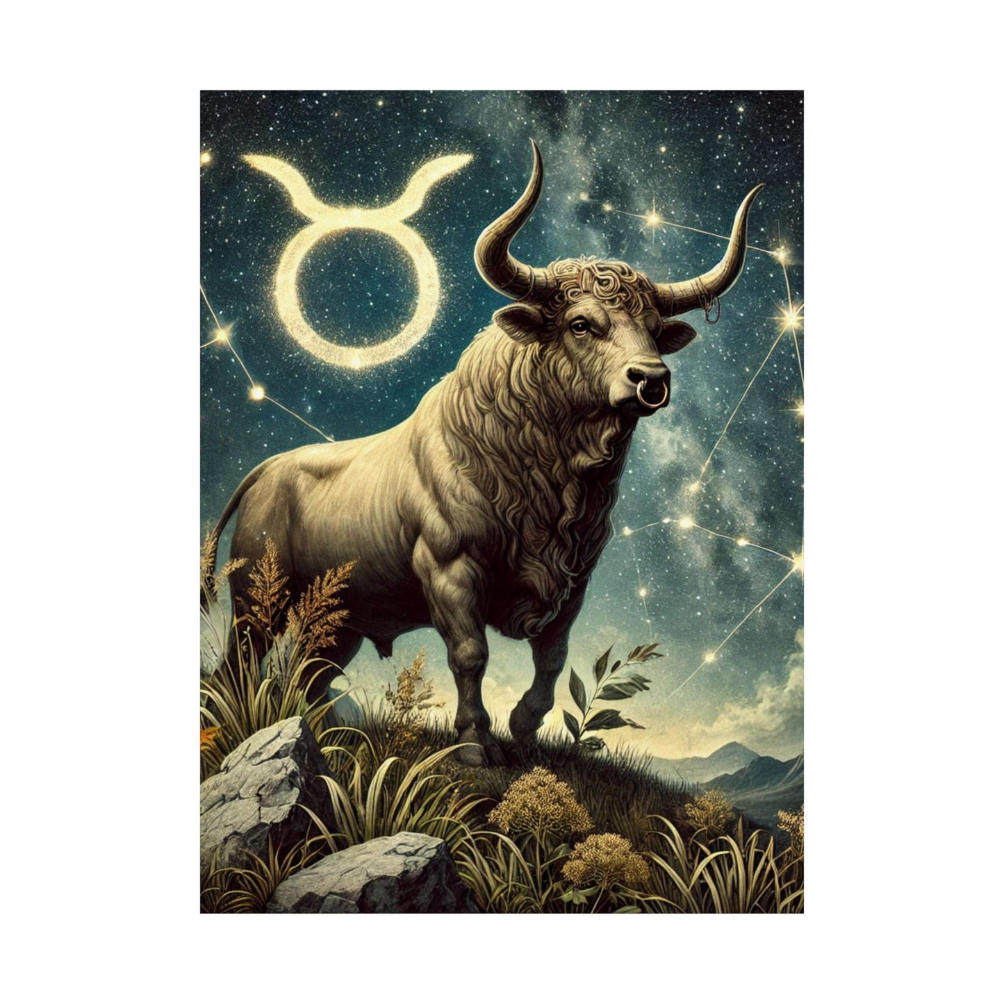 Taurus Bull Constellation Celestial Wall Art Poster