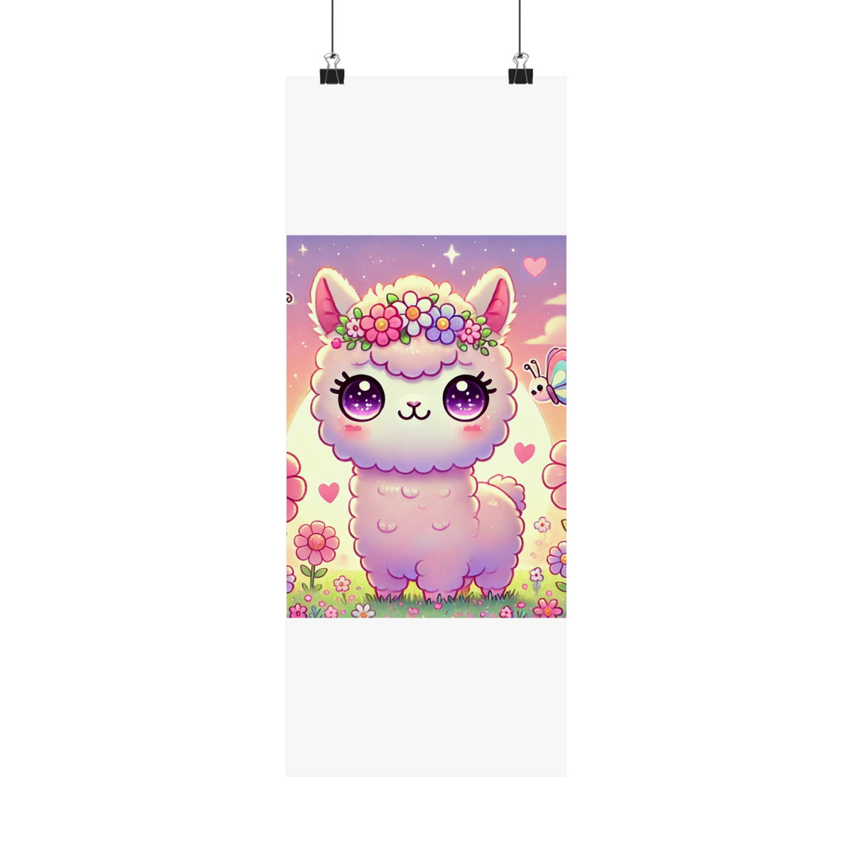 Pastel Floral Alpaca Garden Kawaii Wall Art Poster