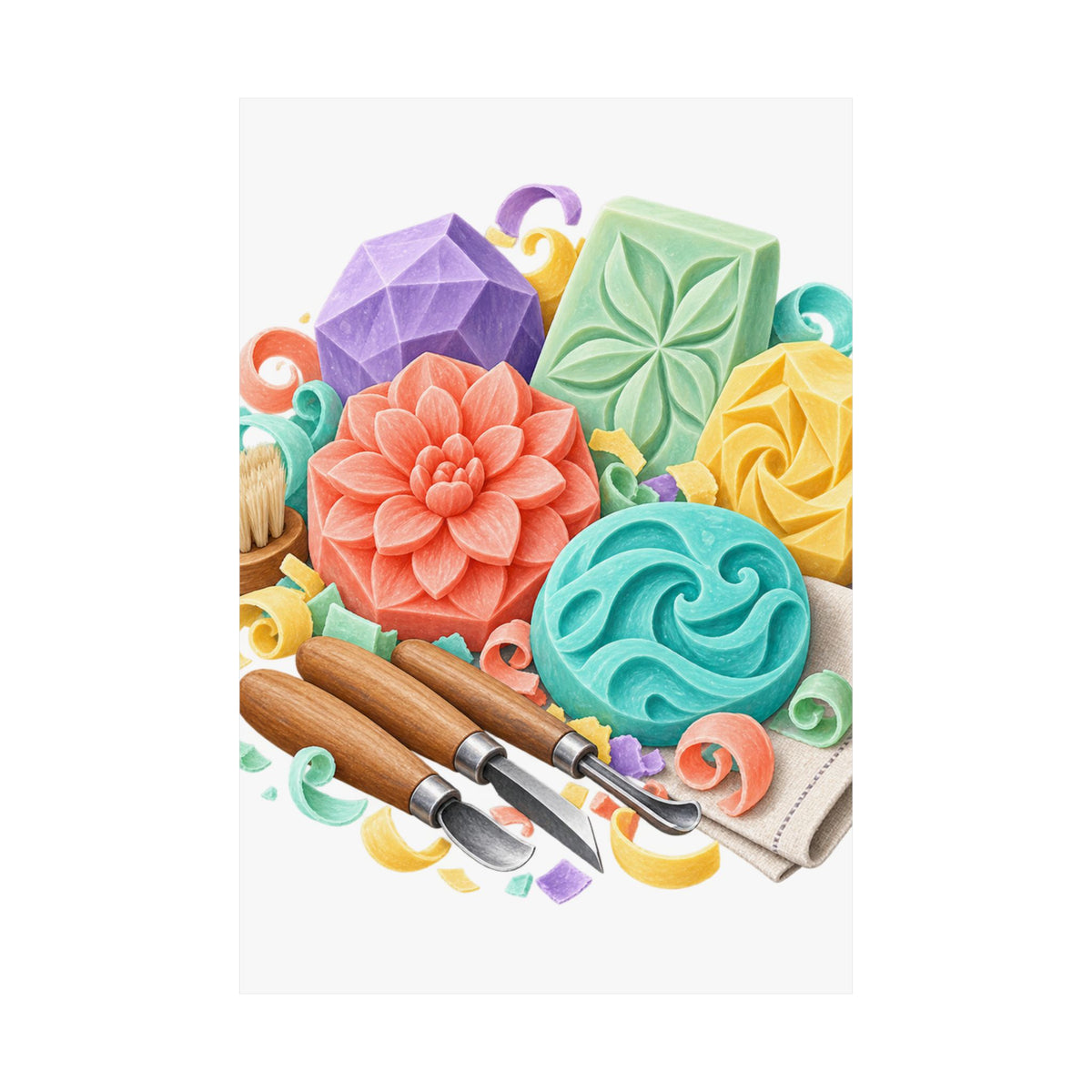 Colorful Soap Carving Workshop Poster