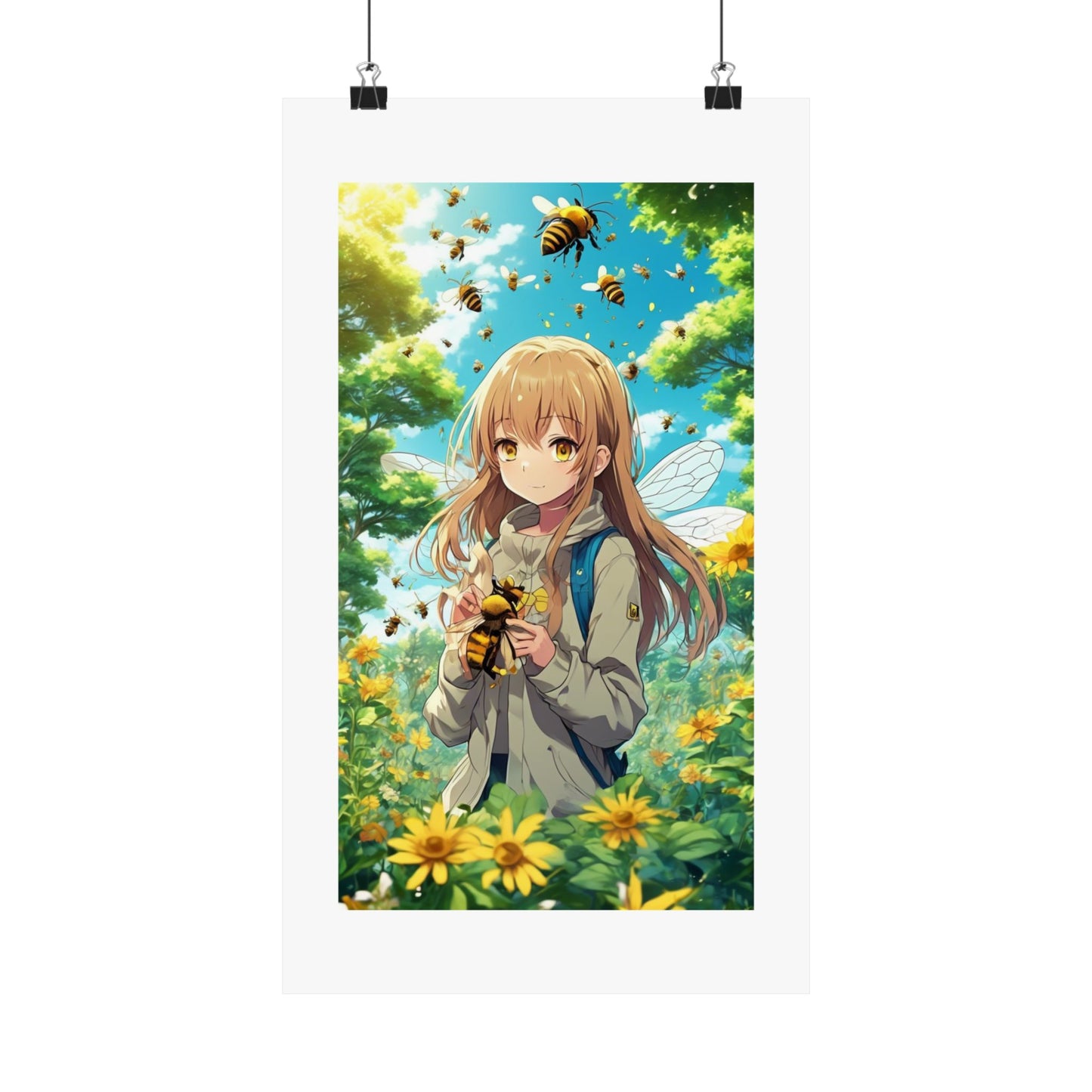 Bee Fairy Garden Anime Nature Art Poster