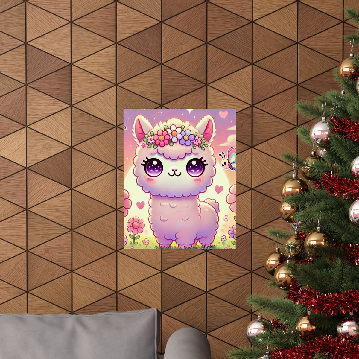 Pastel Floral Alpaca Garden Kawaii Wall Art Poster