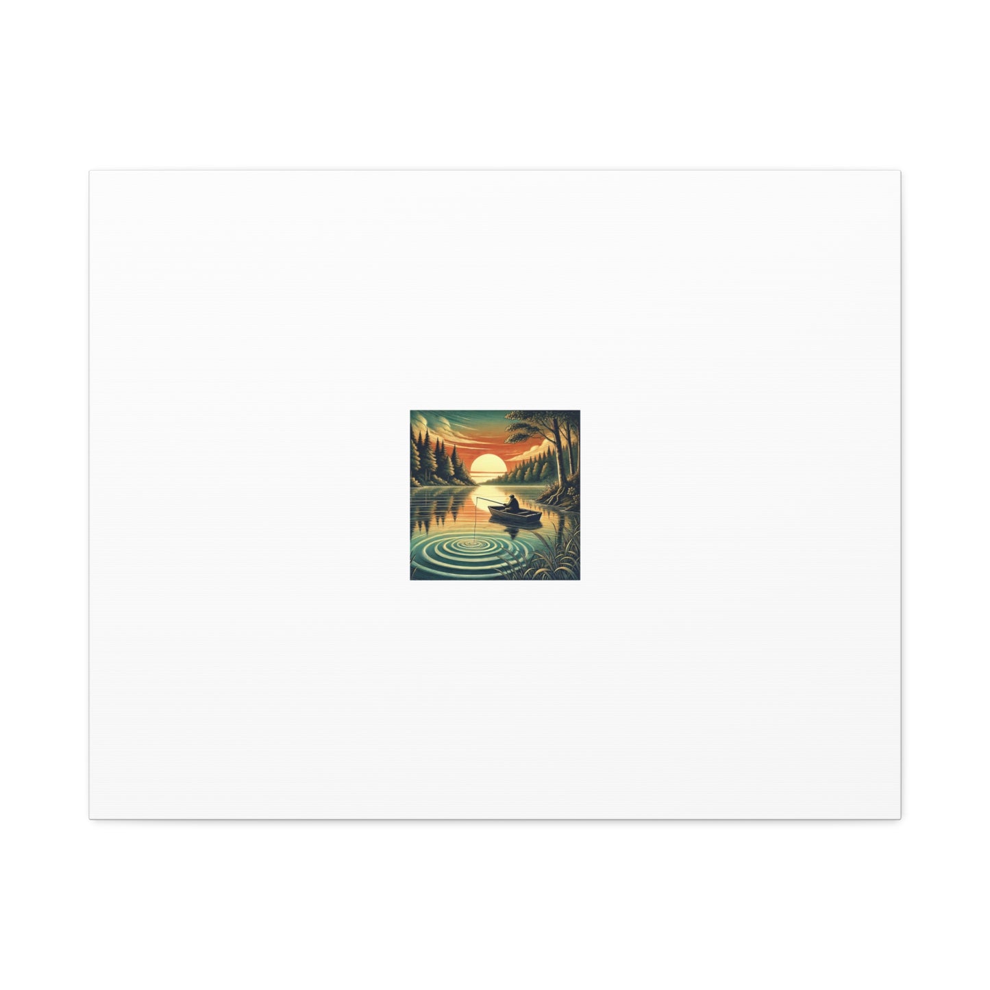 Sunset Lake Fishing Retreat Canvas Lake House Fishing Wall Art Gift