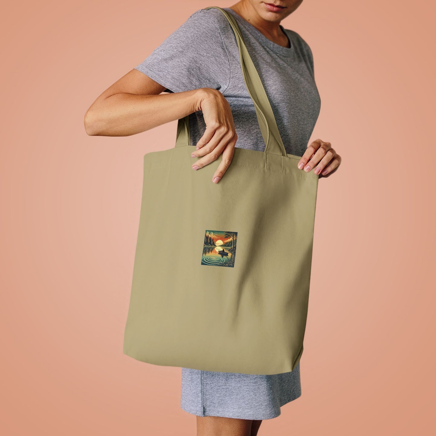 Sunset Lake Fishing Retreat Angler Tote Bag for Cabin Weekend Gift