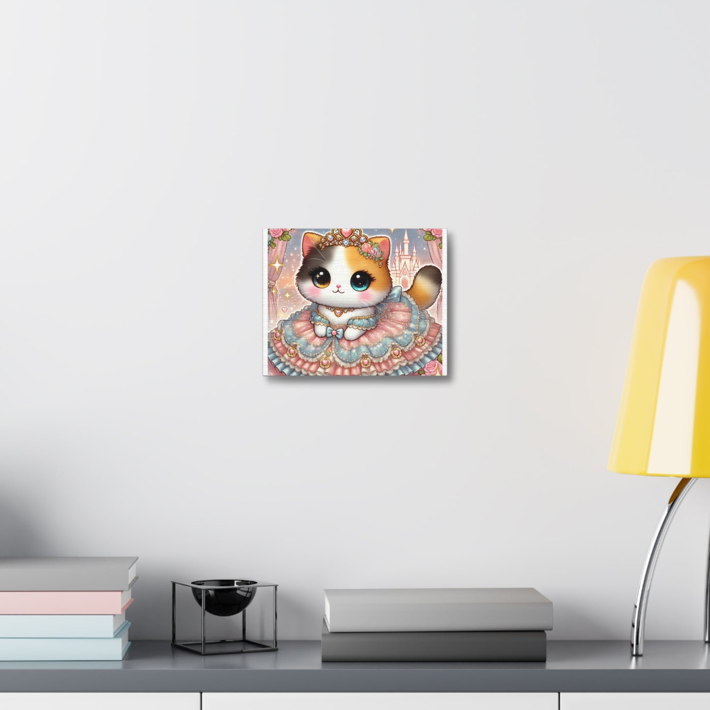 Pastel Princess Calico Cat Fantasy Canvas Wall Art