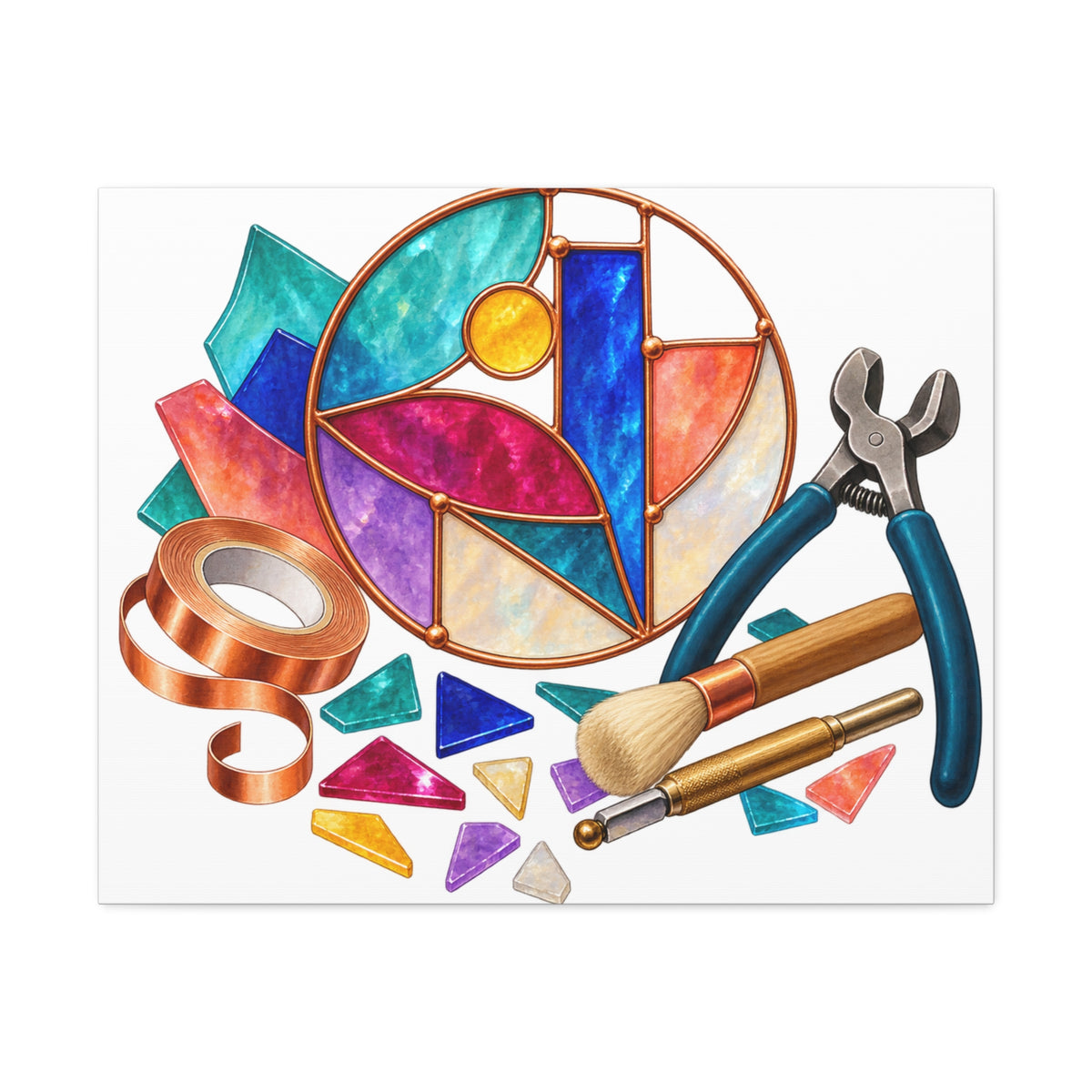 Abstract Stained Glass Suncatcher Workshop Canvas