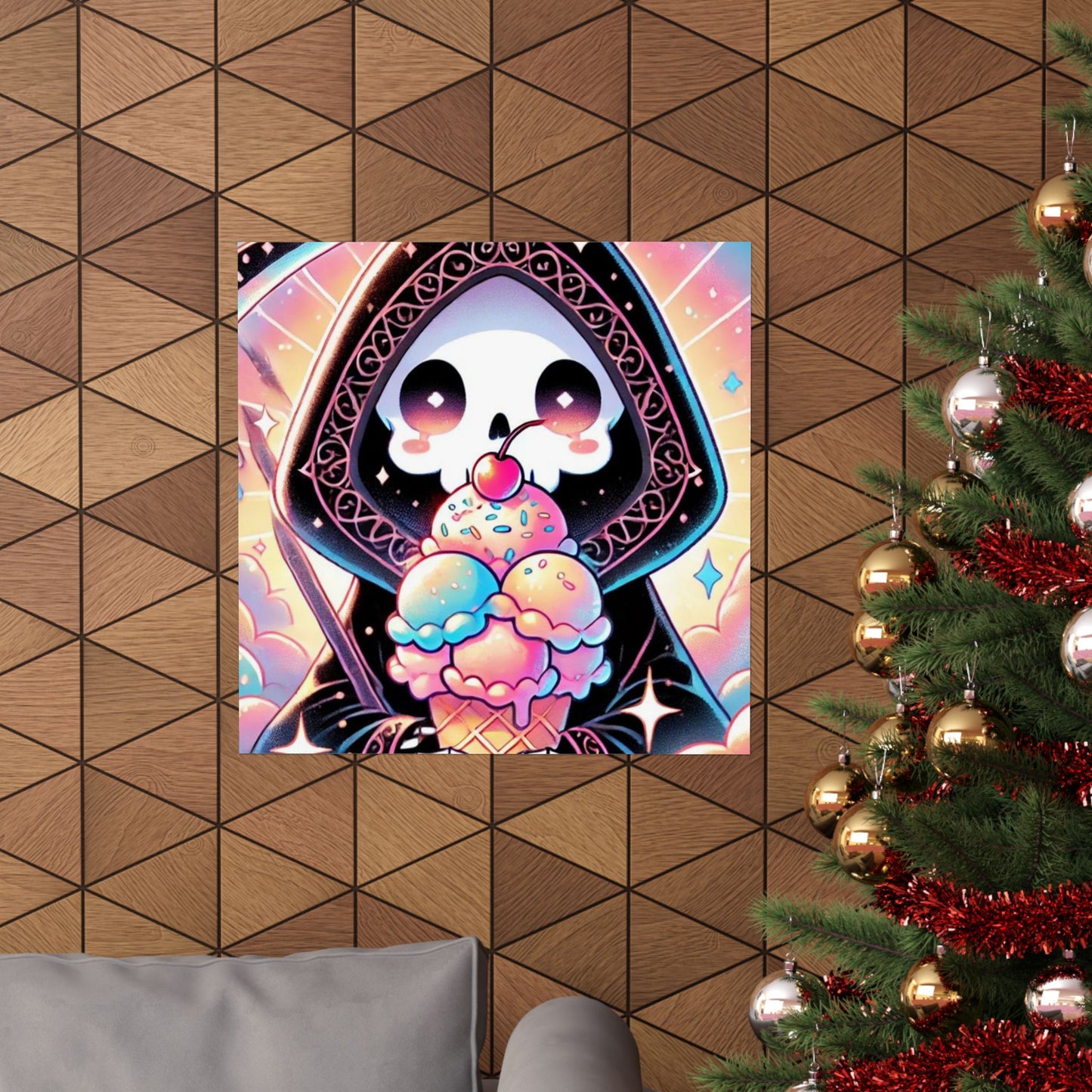 Cute Grim Reaper Ice Cream Pastel Novelty Poster