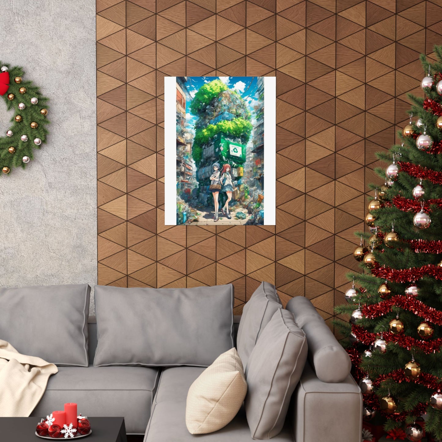 Urban Recycling Anime Friends Green City Wall Poster