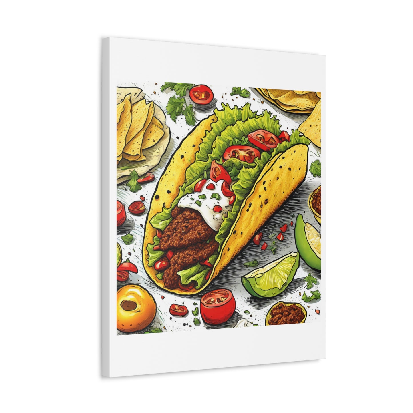 Bold Taco Illustration Foodie Gift Art Canvas