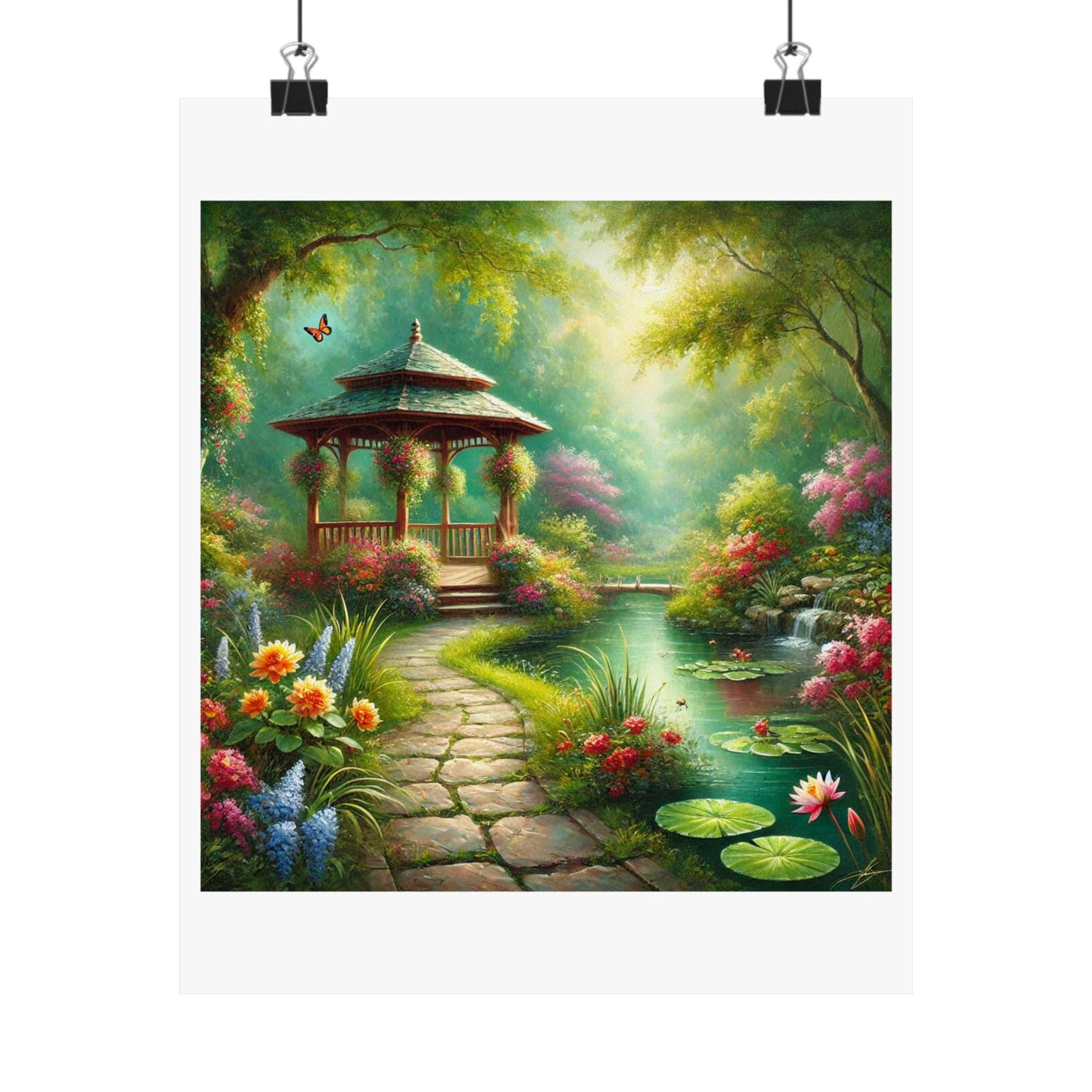 Spring Garden Gazebo Floral Landscape Poster